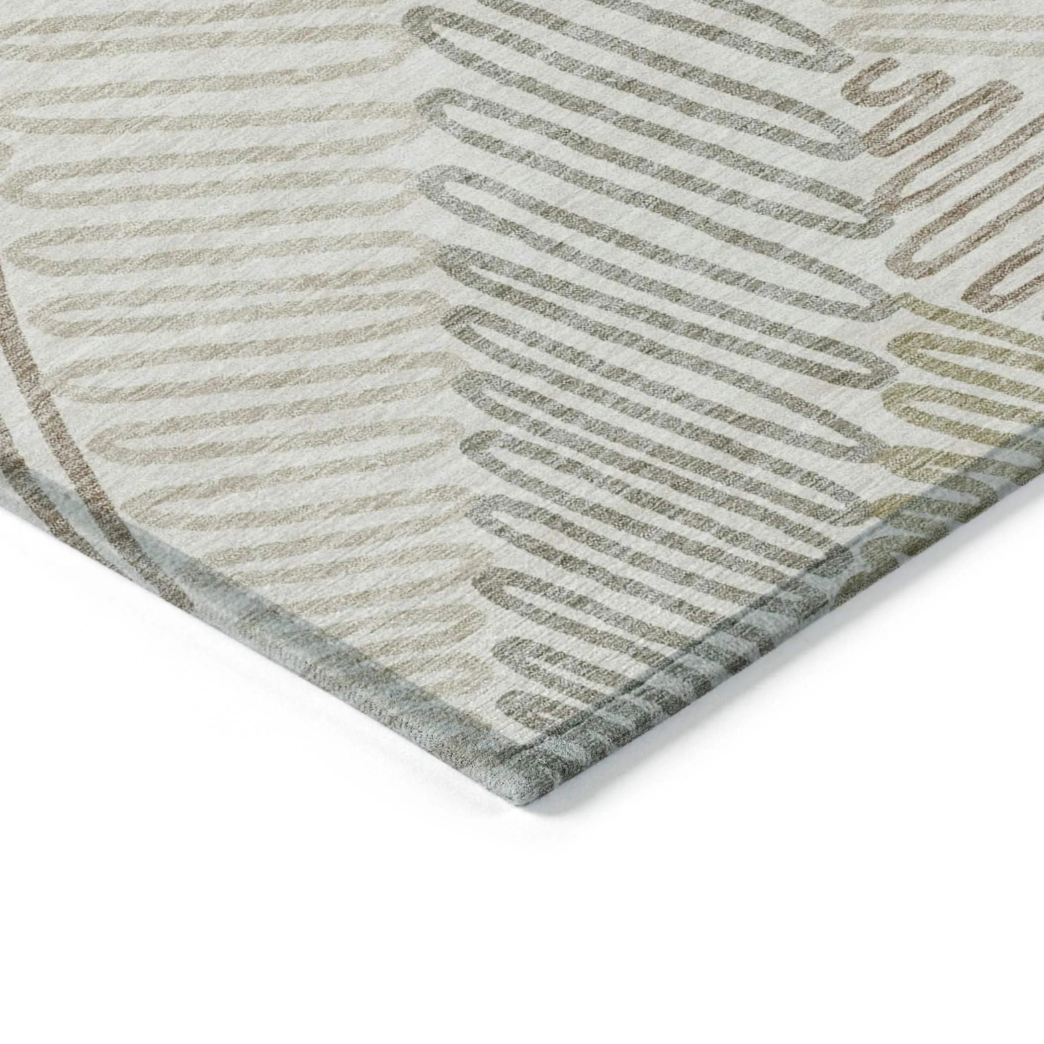 Machine Washable Indoor/ Outdoor Chantille Contemporary Squiggles Rug