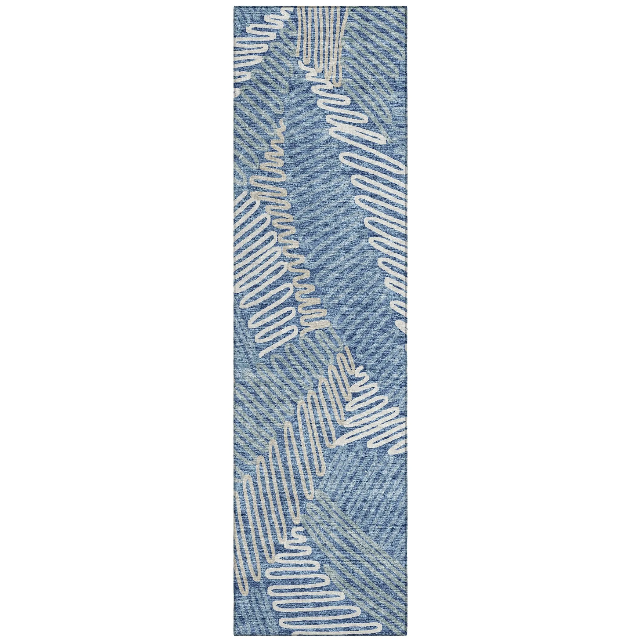 Machine Washable Indoor/ Outdoor Chantille Contemporary Squiggles Rug