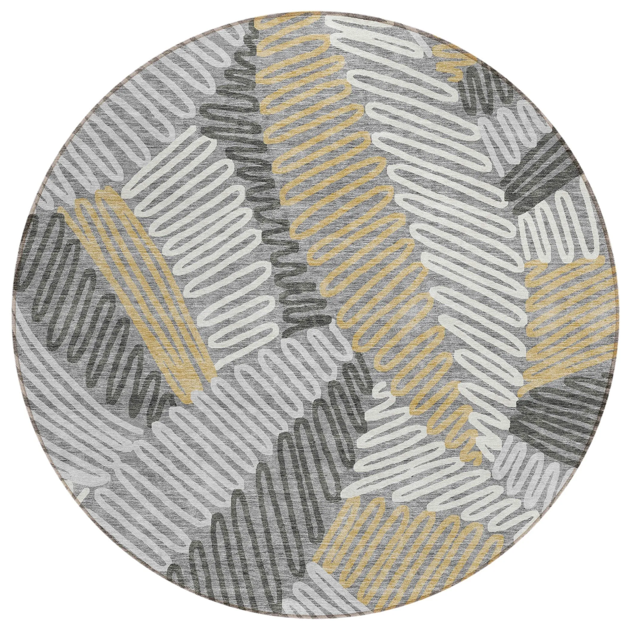 Machine Washable Indoor/ Outdoor Chantille Contemporary Squiggles Rug