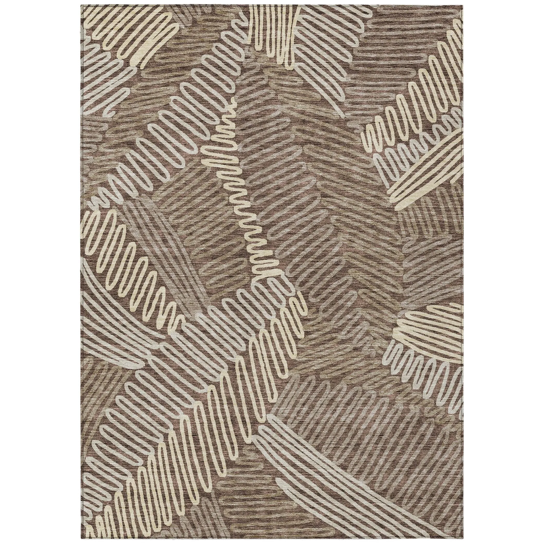 Machine Washable Indoor/ Outdoor Chantille Contemporary Squiggles Rug