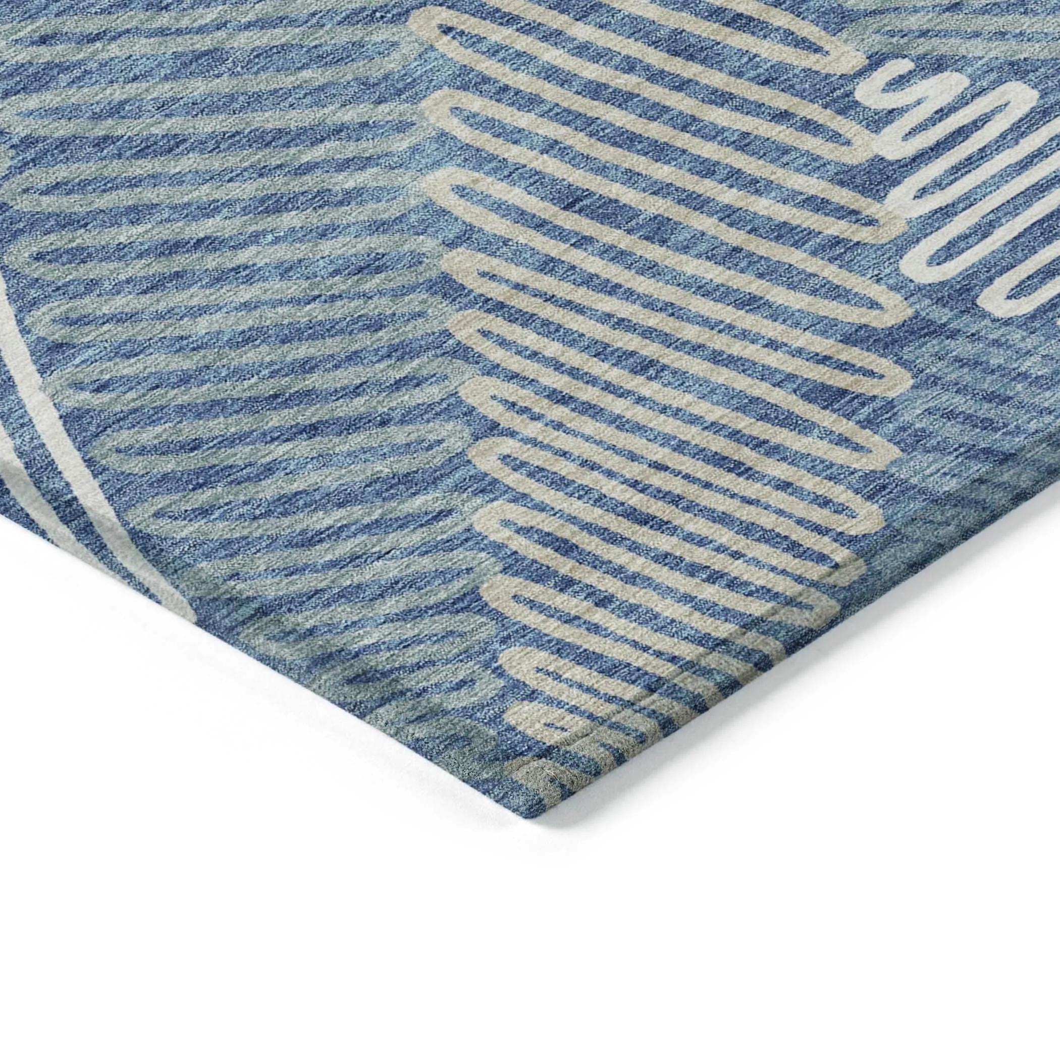 Machine Washable Indoor/ Outdoor Chantille Contemporary Squiggles Rug
