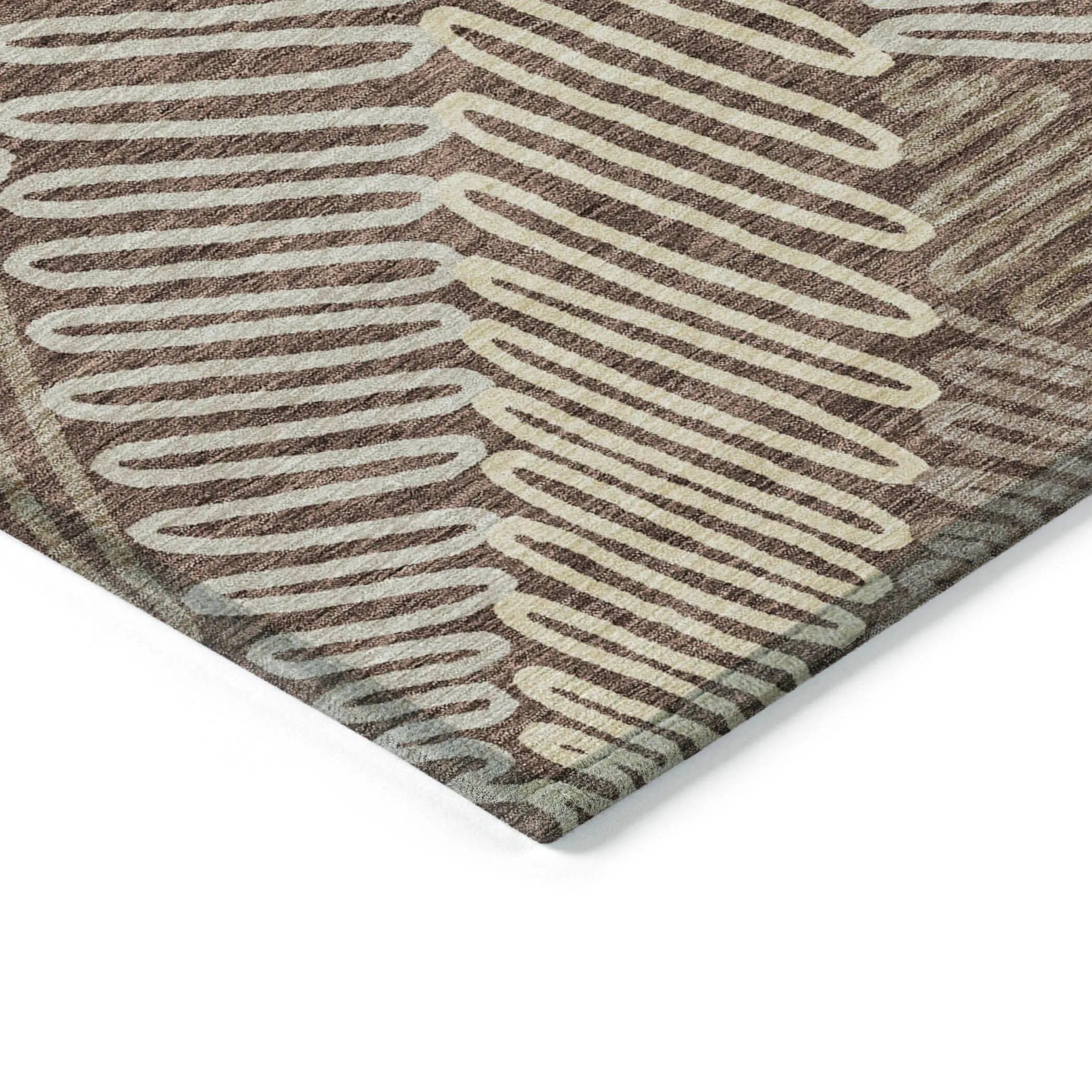 Machine Washable Indoor/ Outdoor Chantille Contemporary Squiggles Rug
