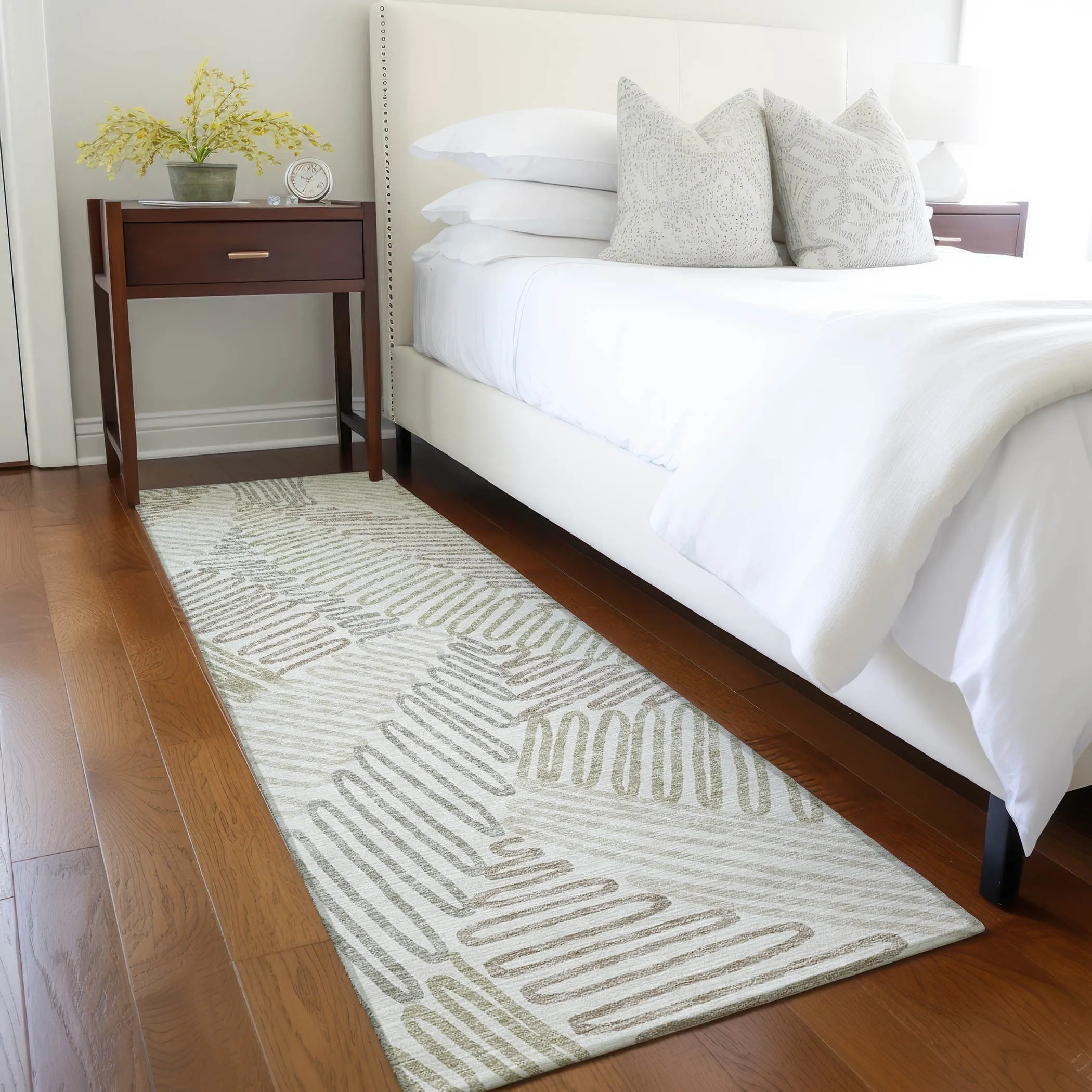 Machine Washable Indoor/ Outdoor Chantille Contemporary Squiggles Rug