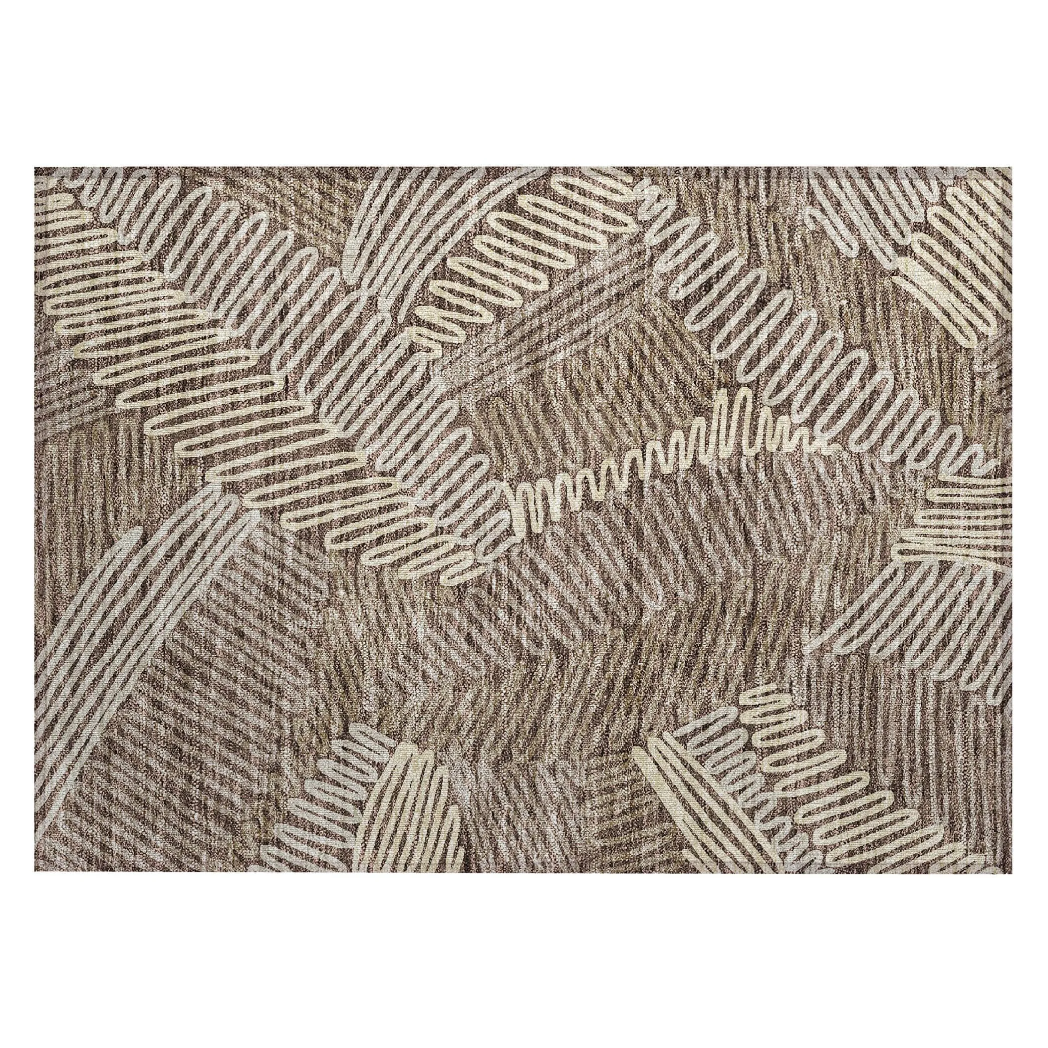 Machine Washable Indoor/ Outdoor Chantille Contemporary Squiggles Rug