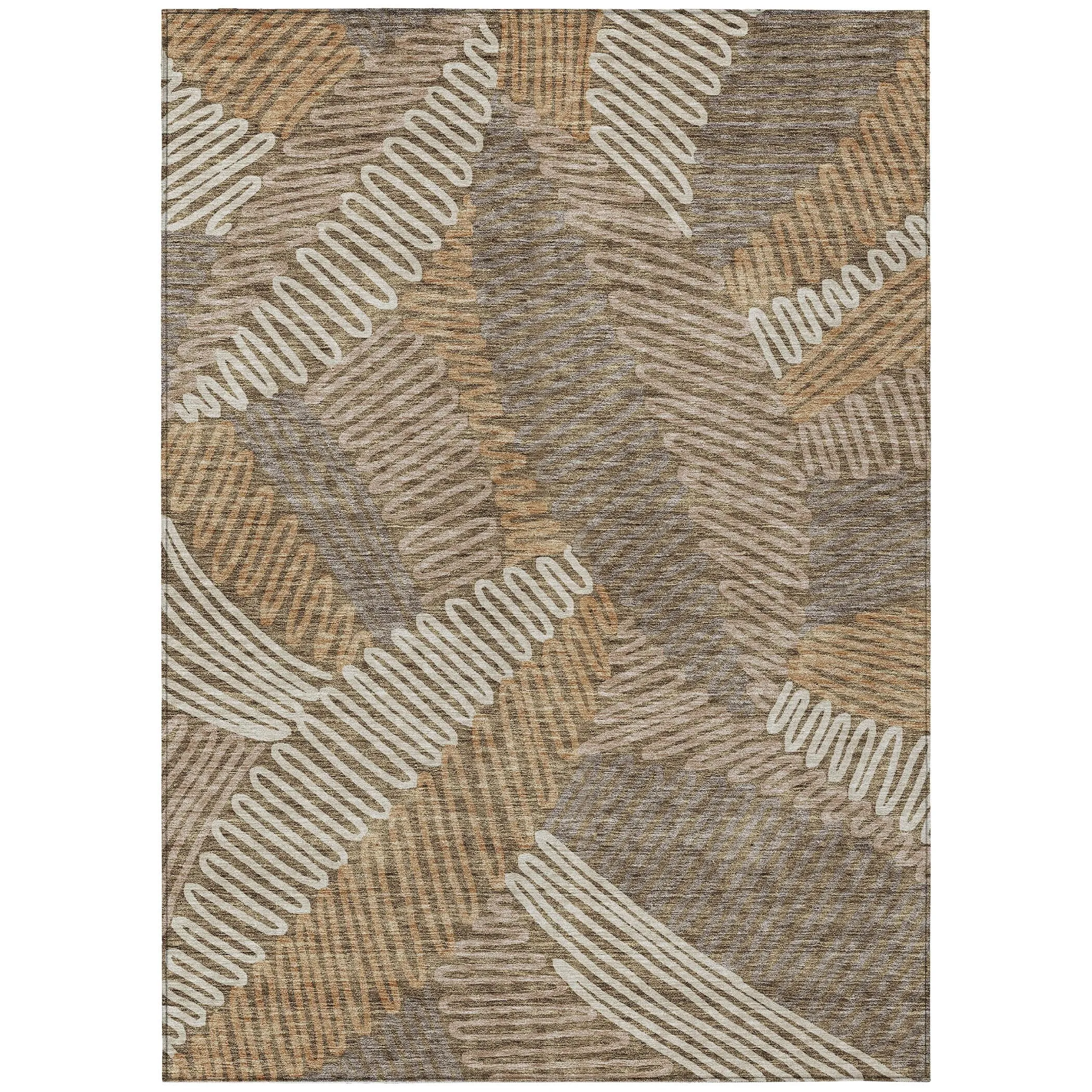 Machine Washable Indoor/ Outdoor Chantille Contemporary Squiggles Rug