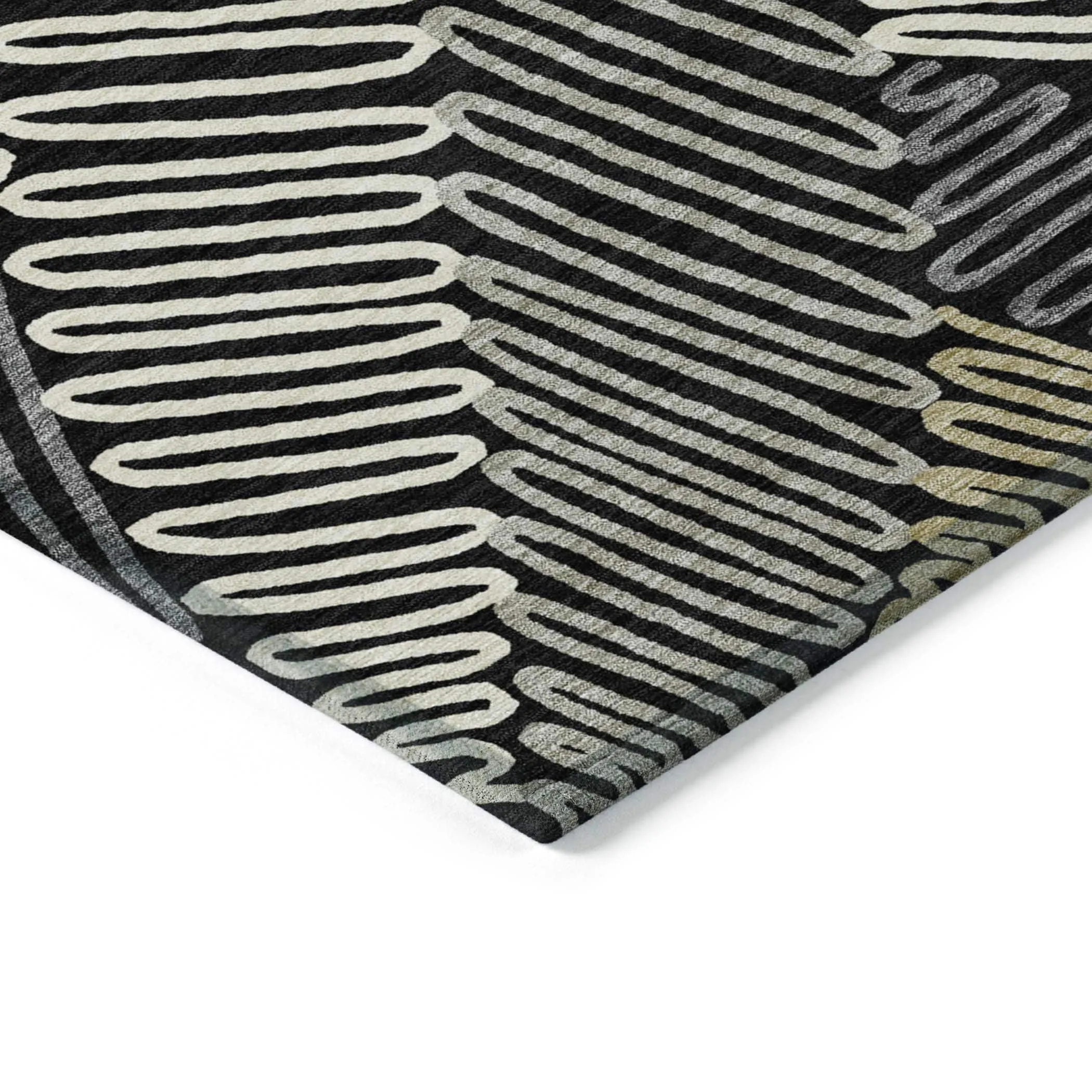 Machine Washable Indoor/ Outdoor Chantille Contemporary Squiggles Rug