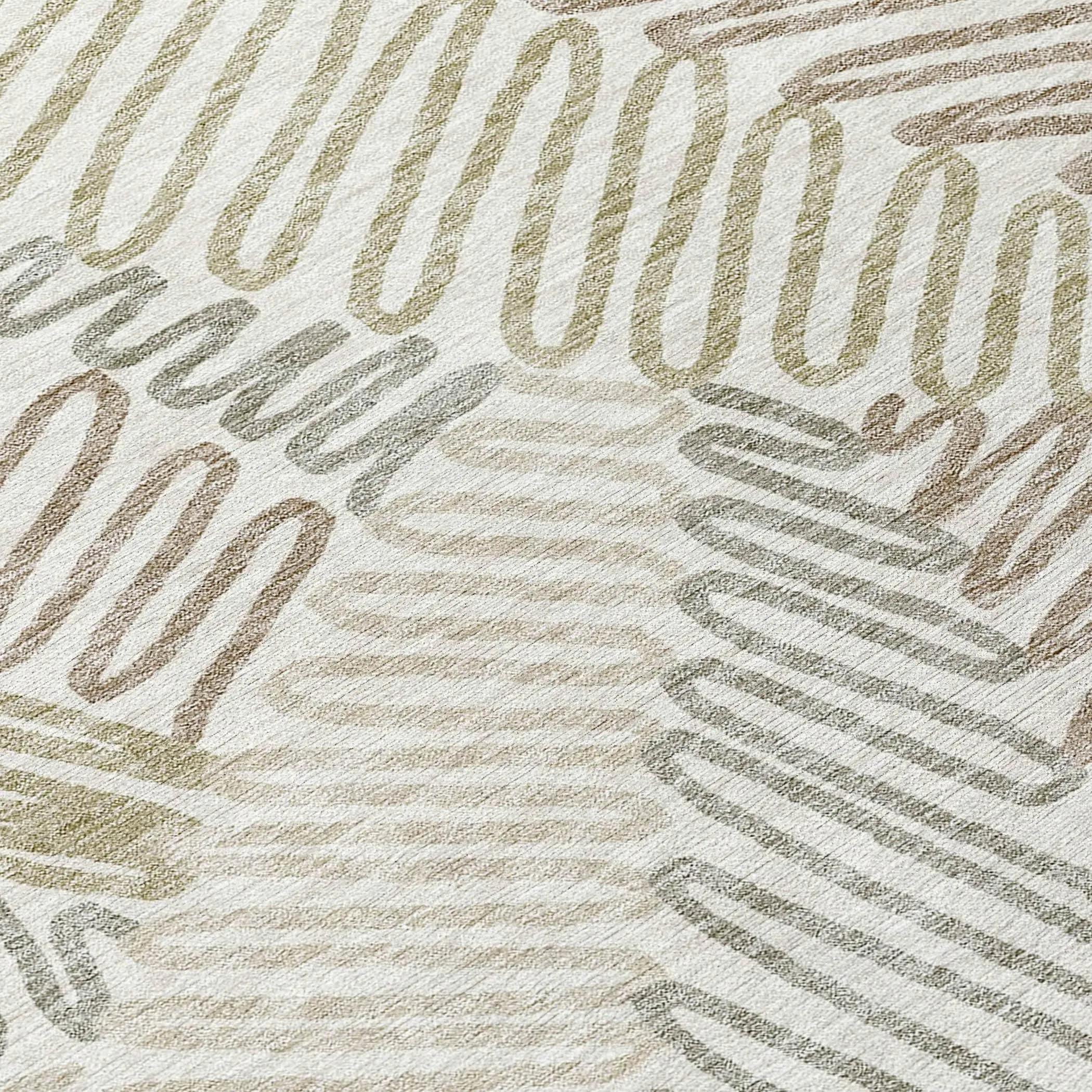 Machine Washable Indoor/ Outdoor Chantille Contemporary Squiggles Rug