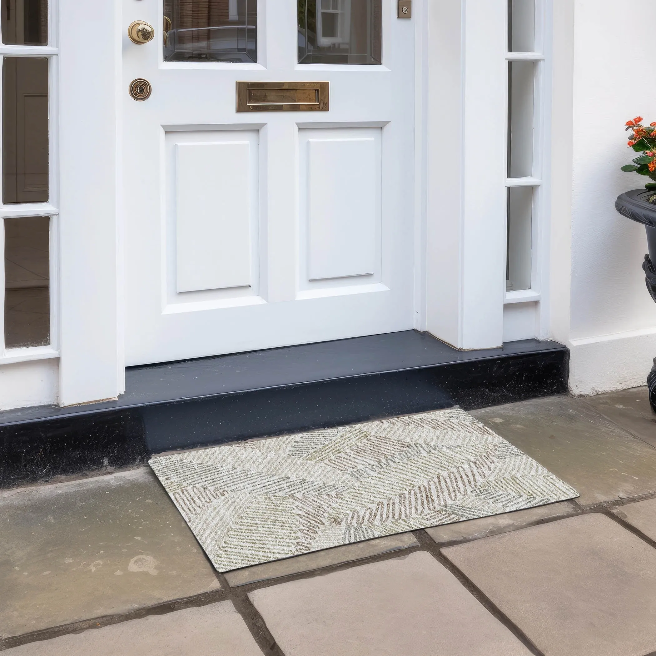 Machine Washable Indoor/ Outdoor Chantille Contemporary Squiggles Rug