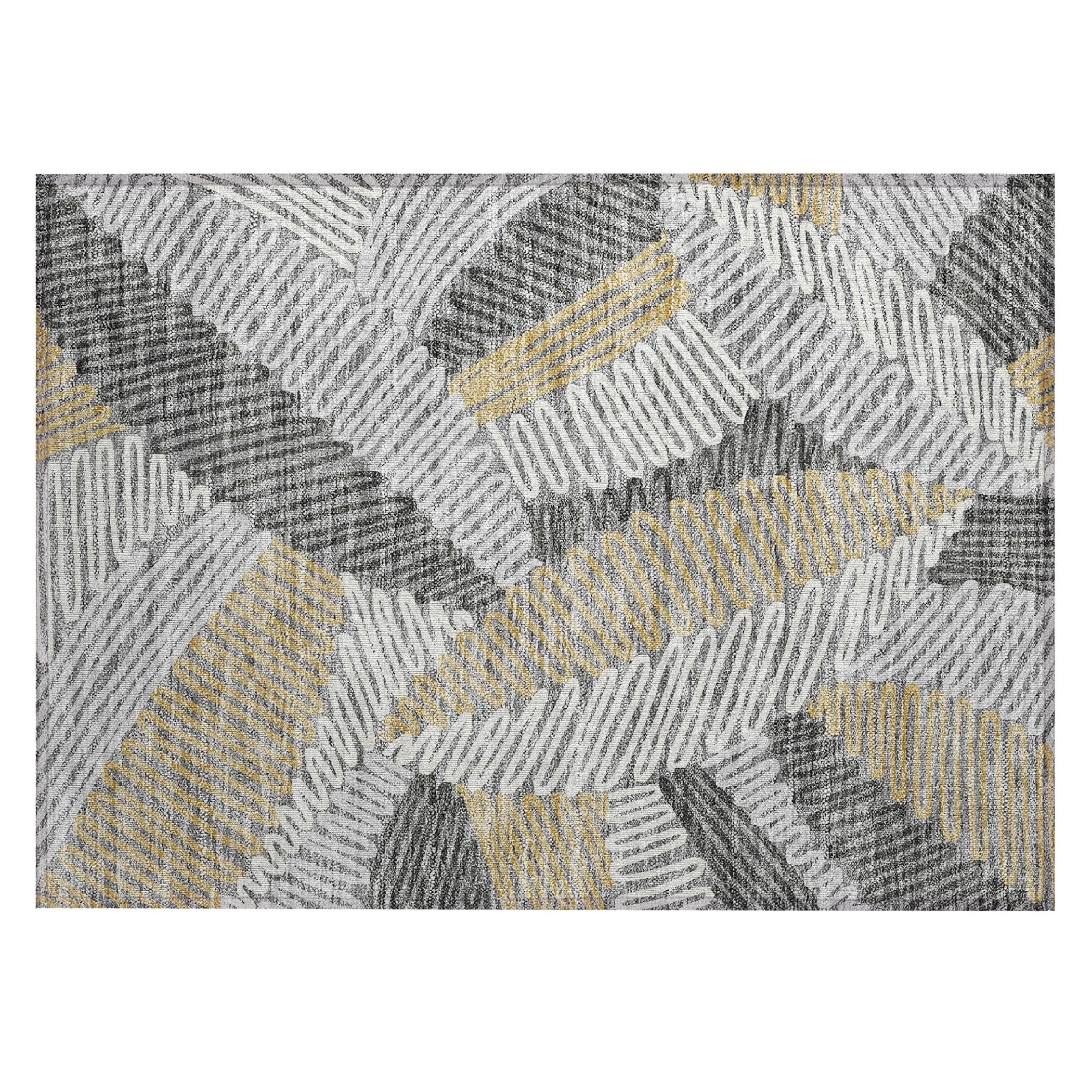 Machine Washable Indoor/ Outdoor Chantille Contemporary Squiggles Rug