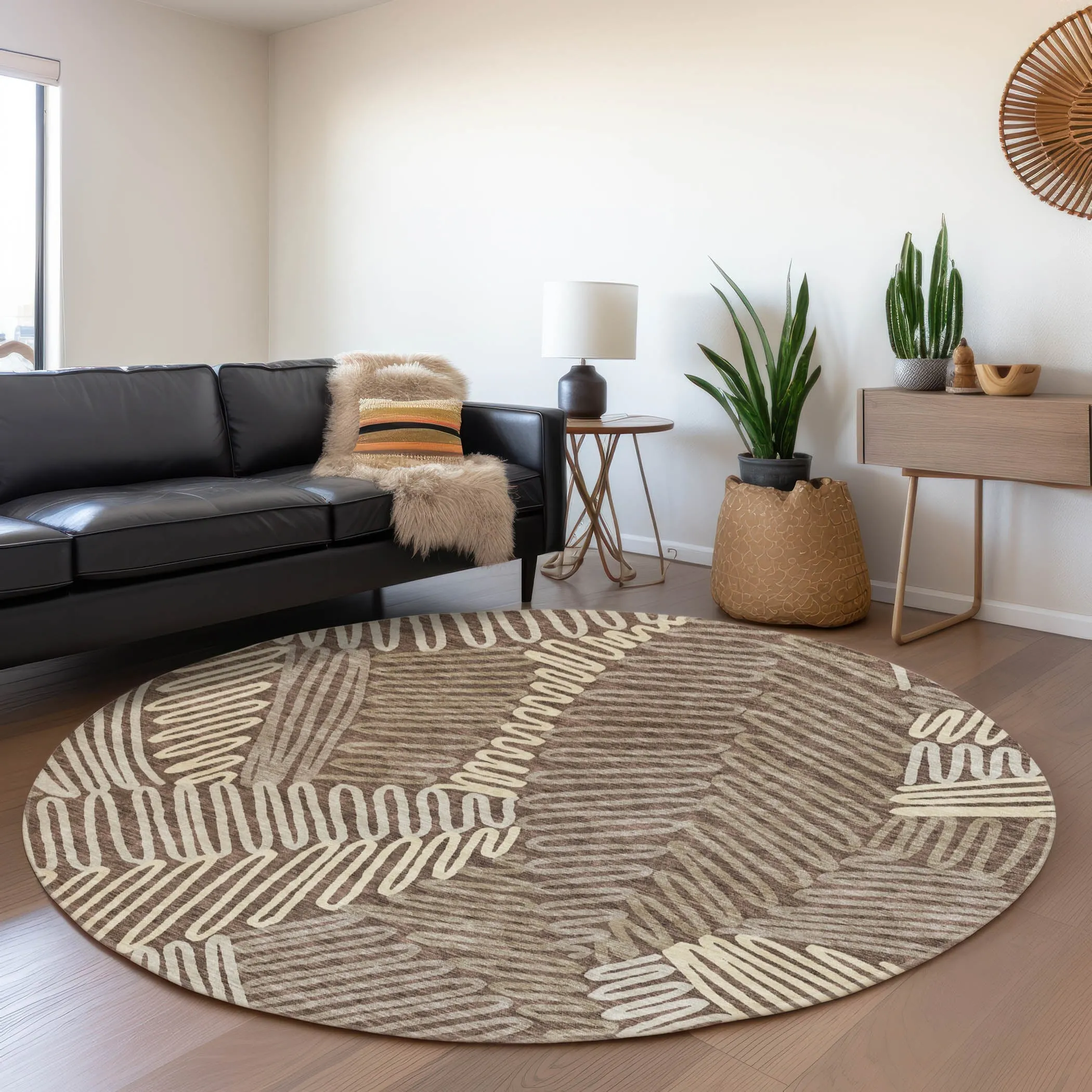 Machine Washable Indoor/ Outdoor Chantille Contemporary Squiggles Rug