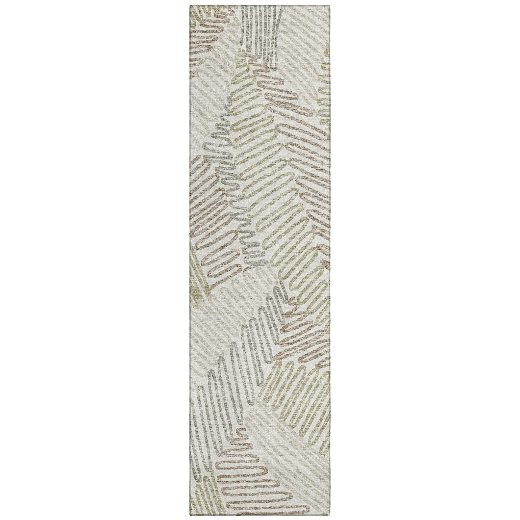 Machine Washable Indoor/ Outdoor Chantille Contemporary Squiggles Rug