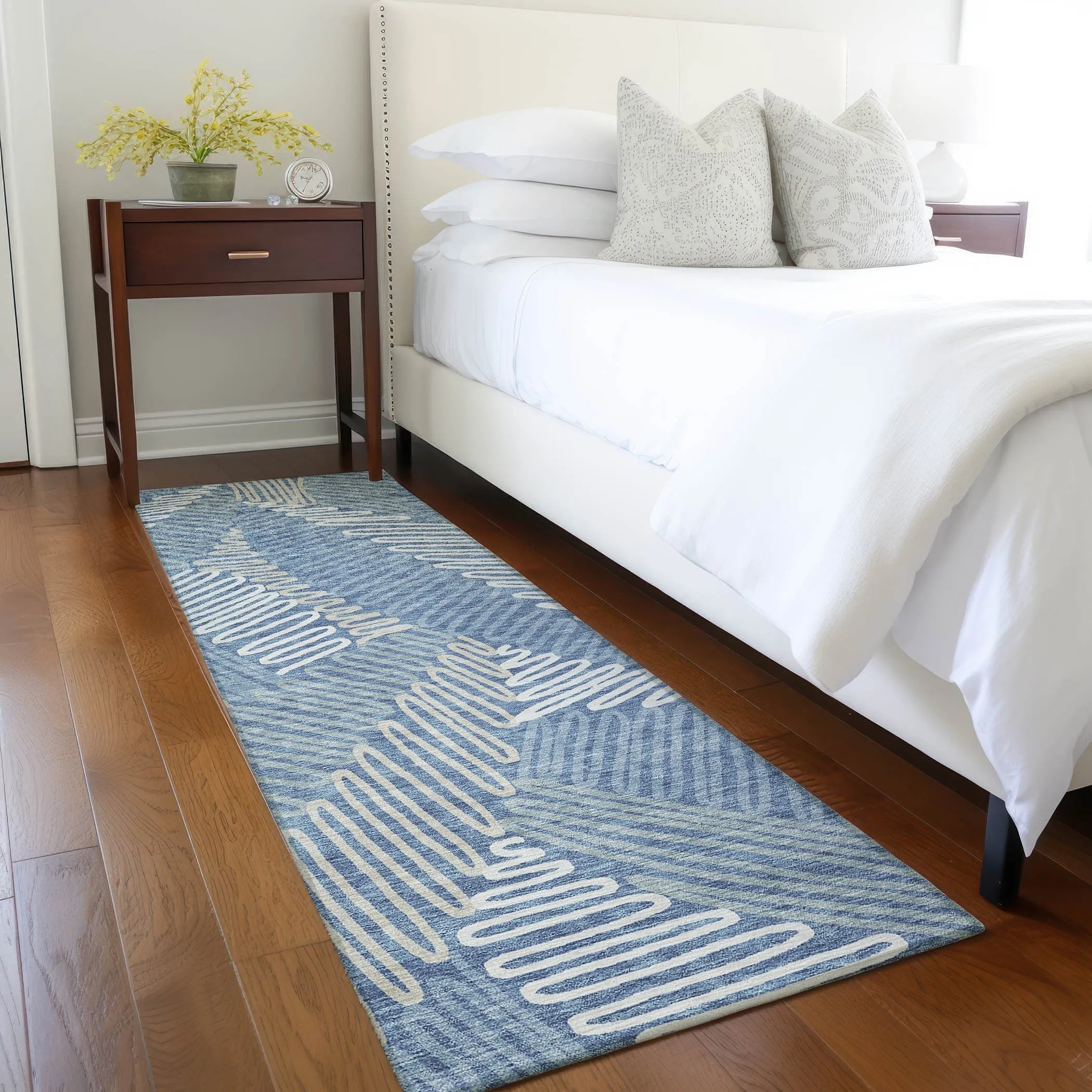 Machine Washable Indoor/ Outdoor Chantille Contemporary Squiggles Rug