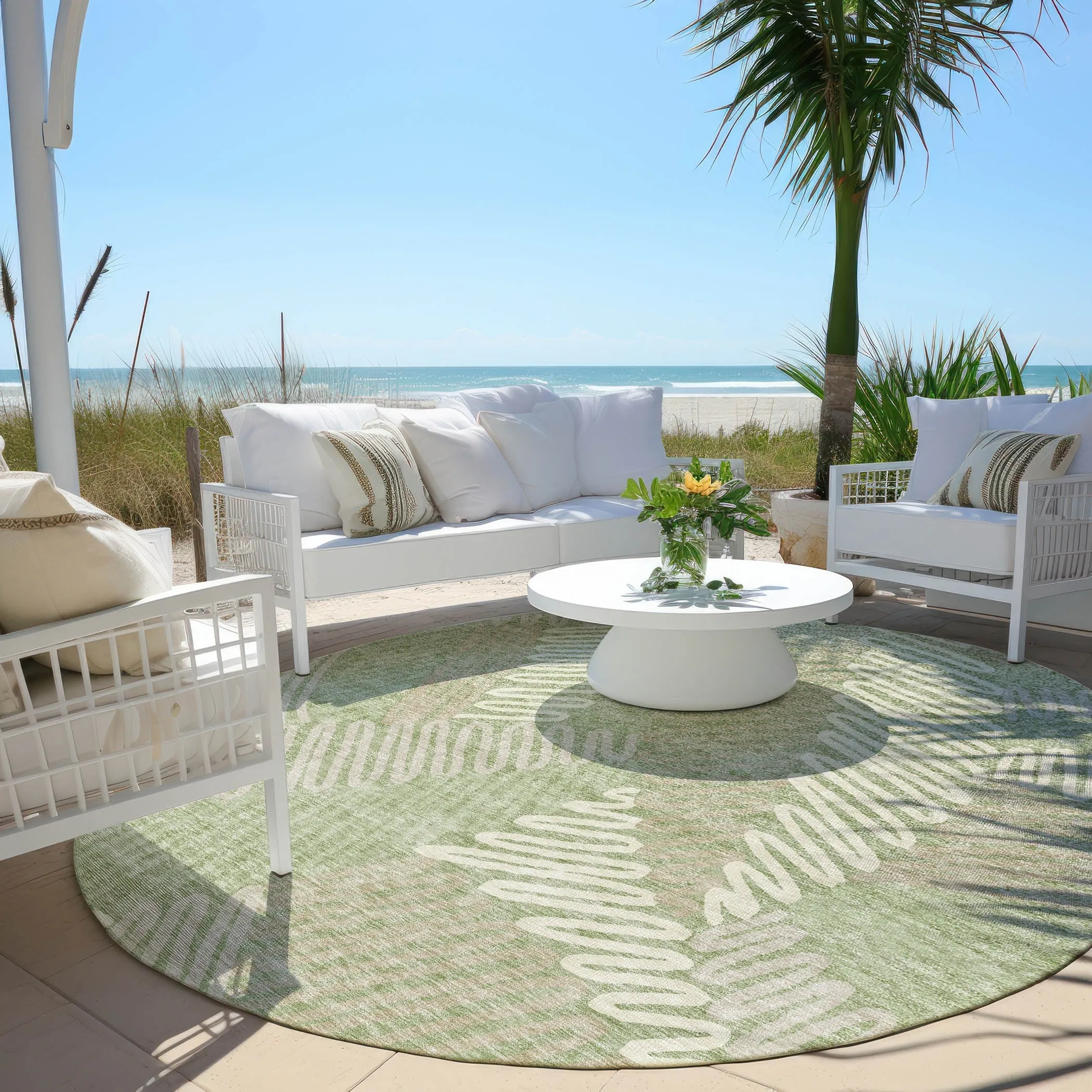 Machine Washable Indoor/ Outdoor Chantille Contemporary Squiggles Rug