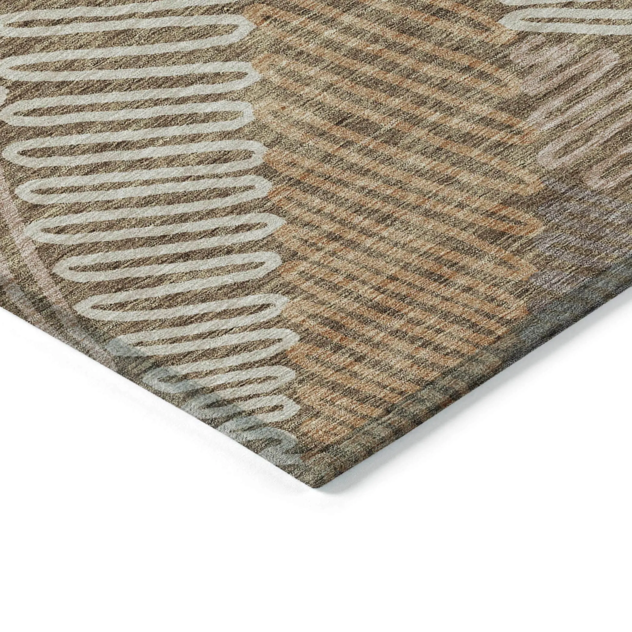 Machine Washable Indoor/ Outdoor Chantille Contemporary Squiggles Rug