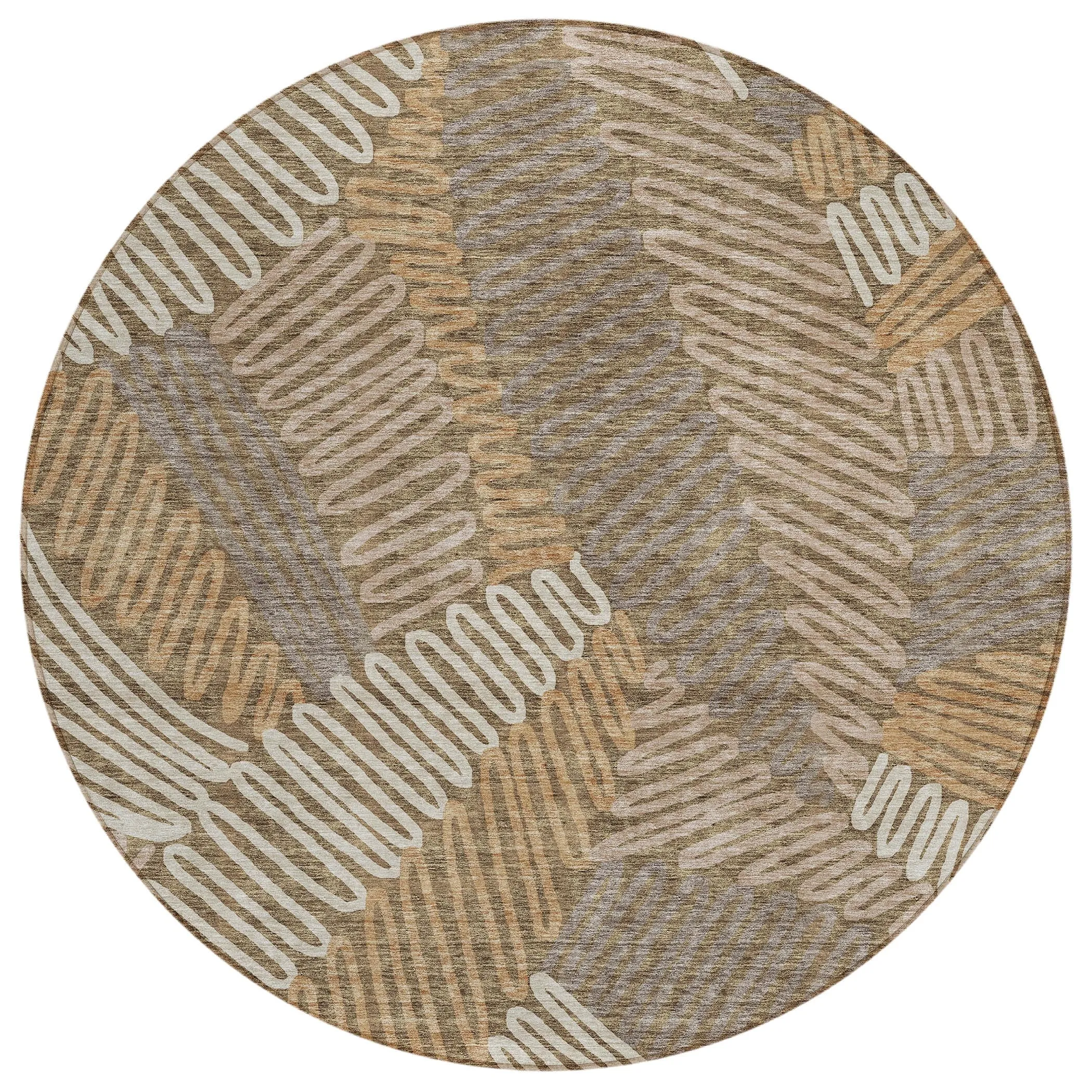 Machine Washable Indoor/ Outdoor Chantille Contemporary Squiggles Rug