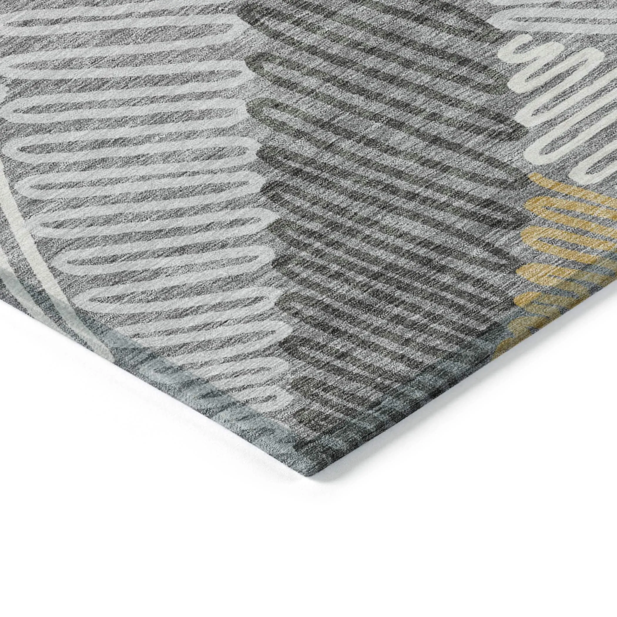 Machine Washable Indoor/ Outdoor Chantille Contemporary Squiggles Rug