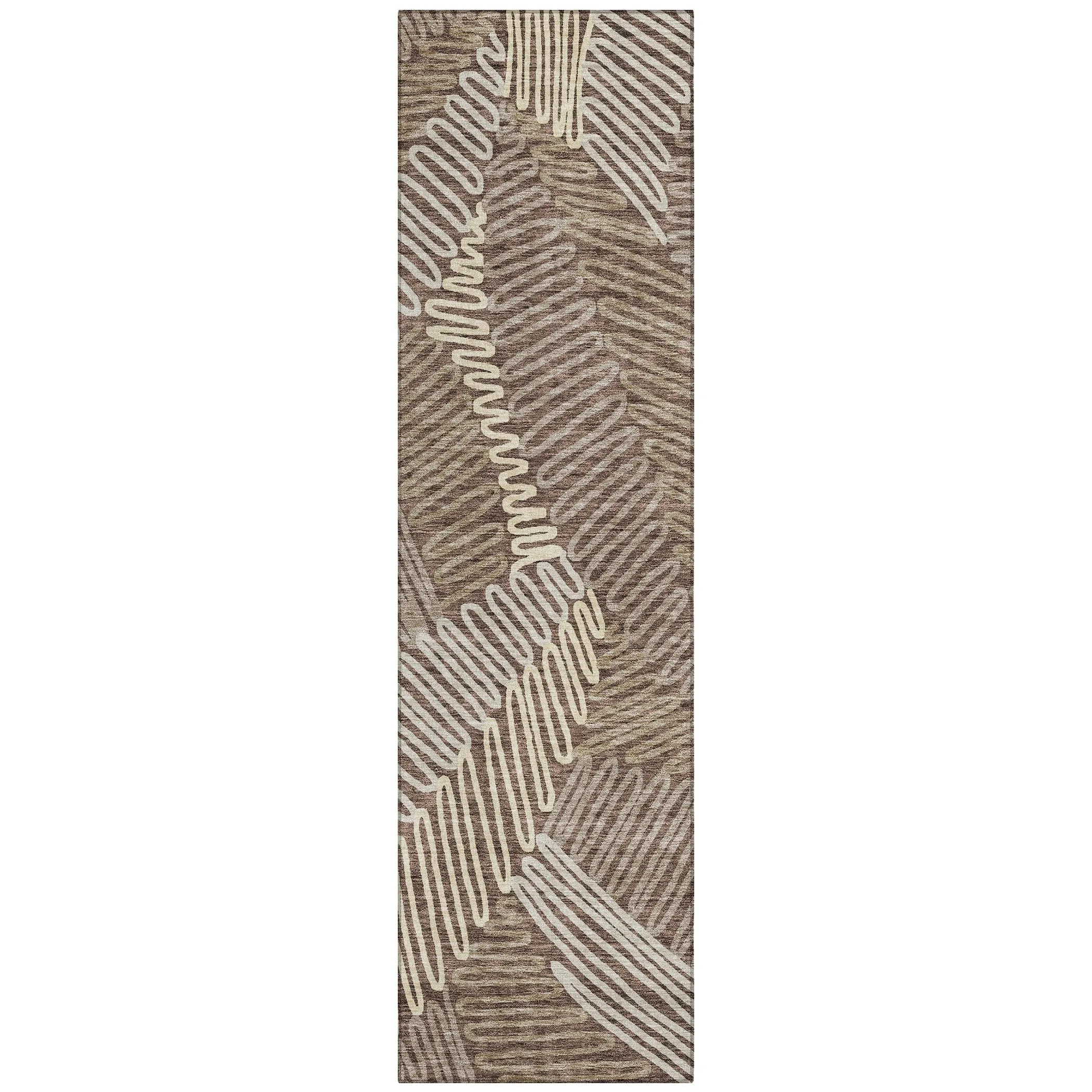 Machine Washable Indoor/ Outdoor Chantille Contemporary Squiggles Rug