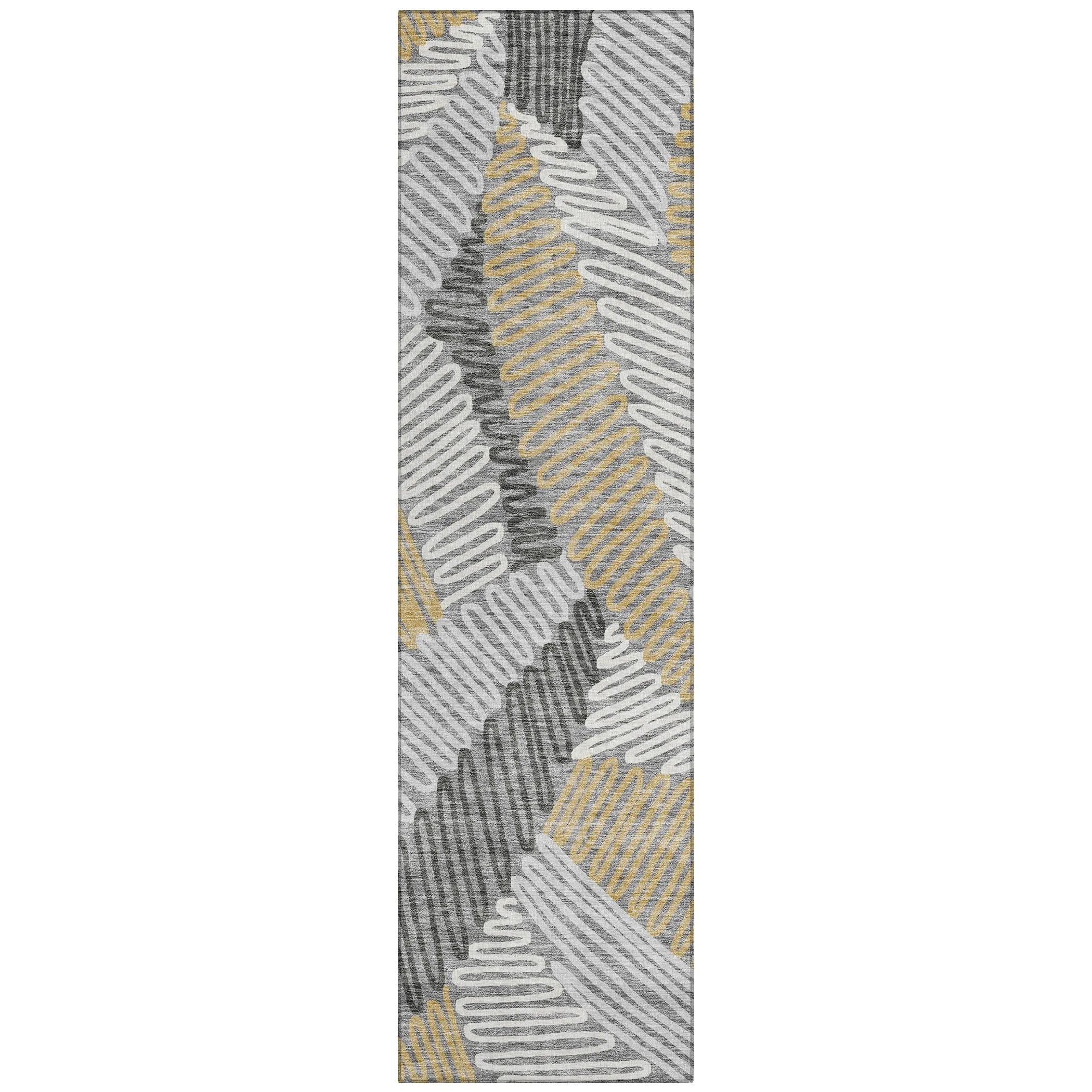 Machine Washable Indoor/ Outdoor Chantille Contemporary Squiggles Rug