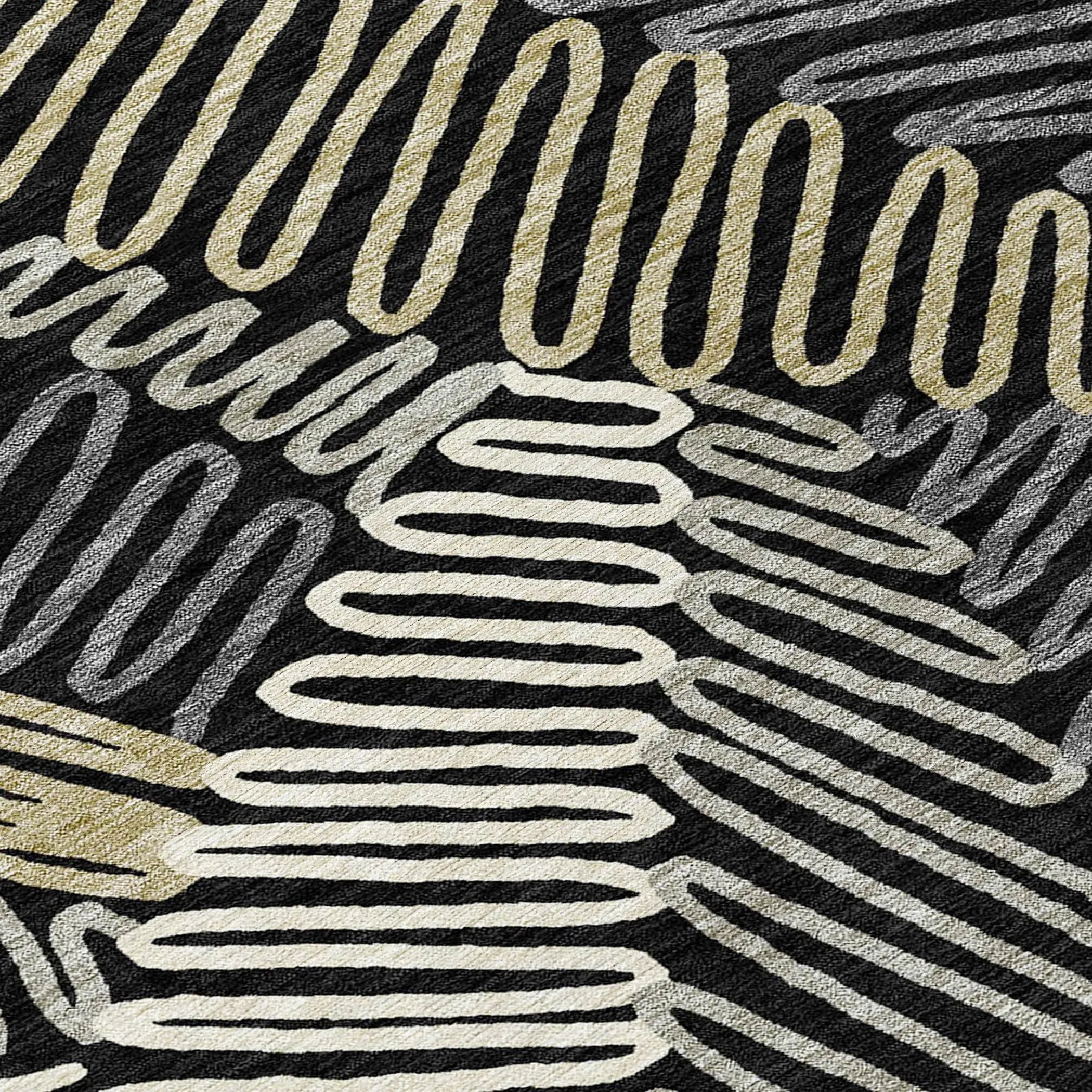 Machine Washable Indoor/ Outdoor Chantille Contemporary Squiggles Rug