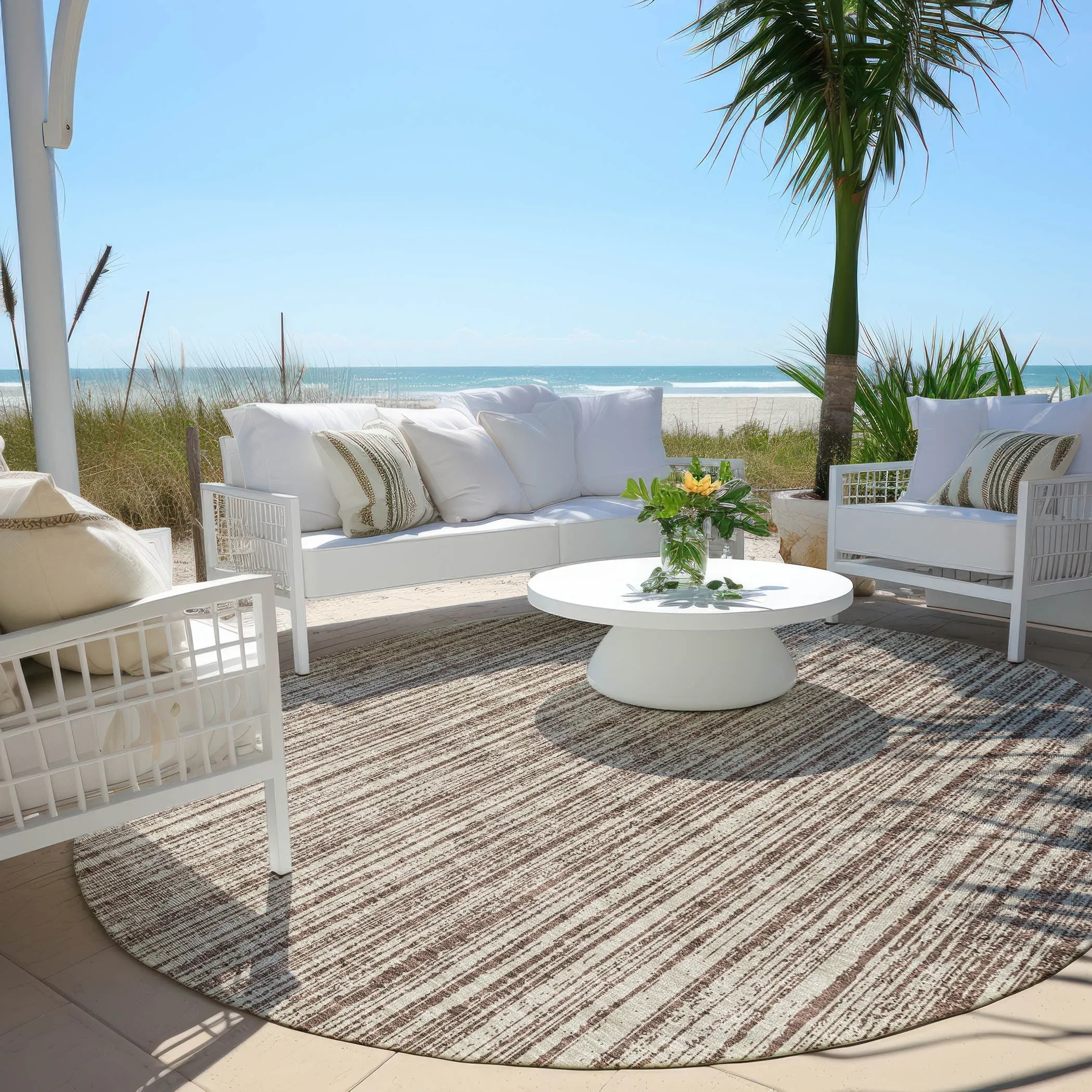 Machine Washable Indoor/ Outdoor Chantille Contemporary Stripes Rug