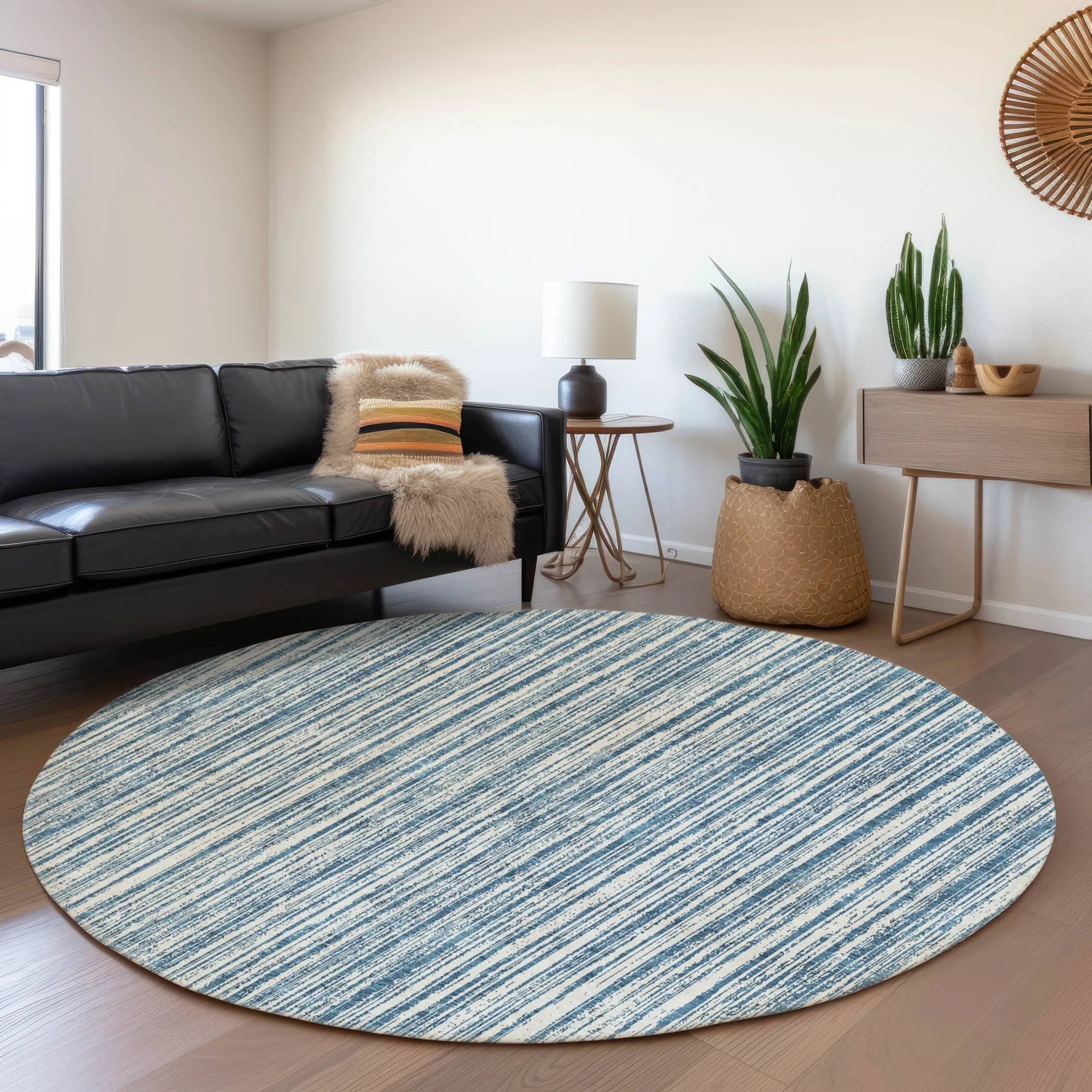 Machine Washable Indoor/ Outdoor Chantille Contemporary Stripes Rug