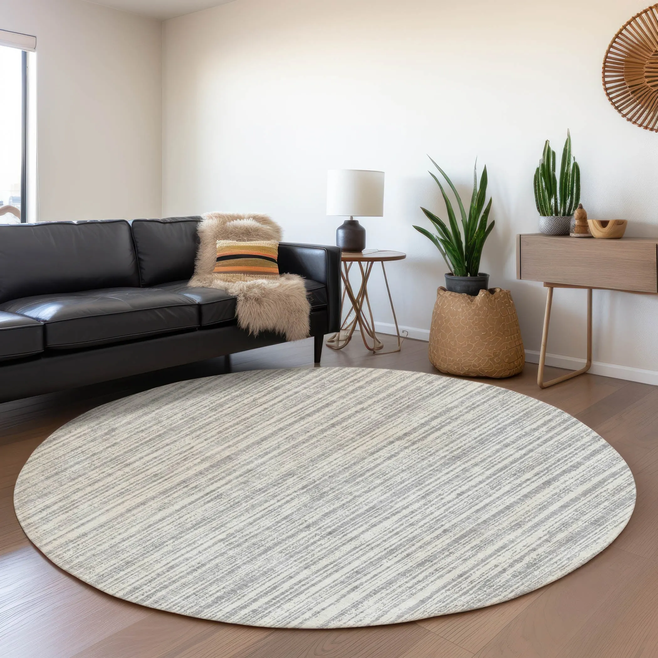 Machine Washable Indoor/ Outdoor Chantille Contemporary Stripes Rug