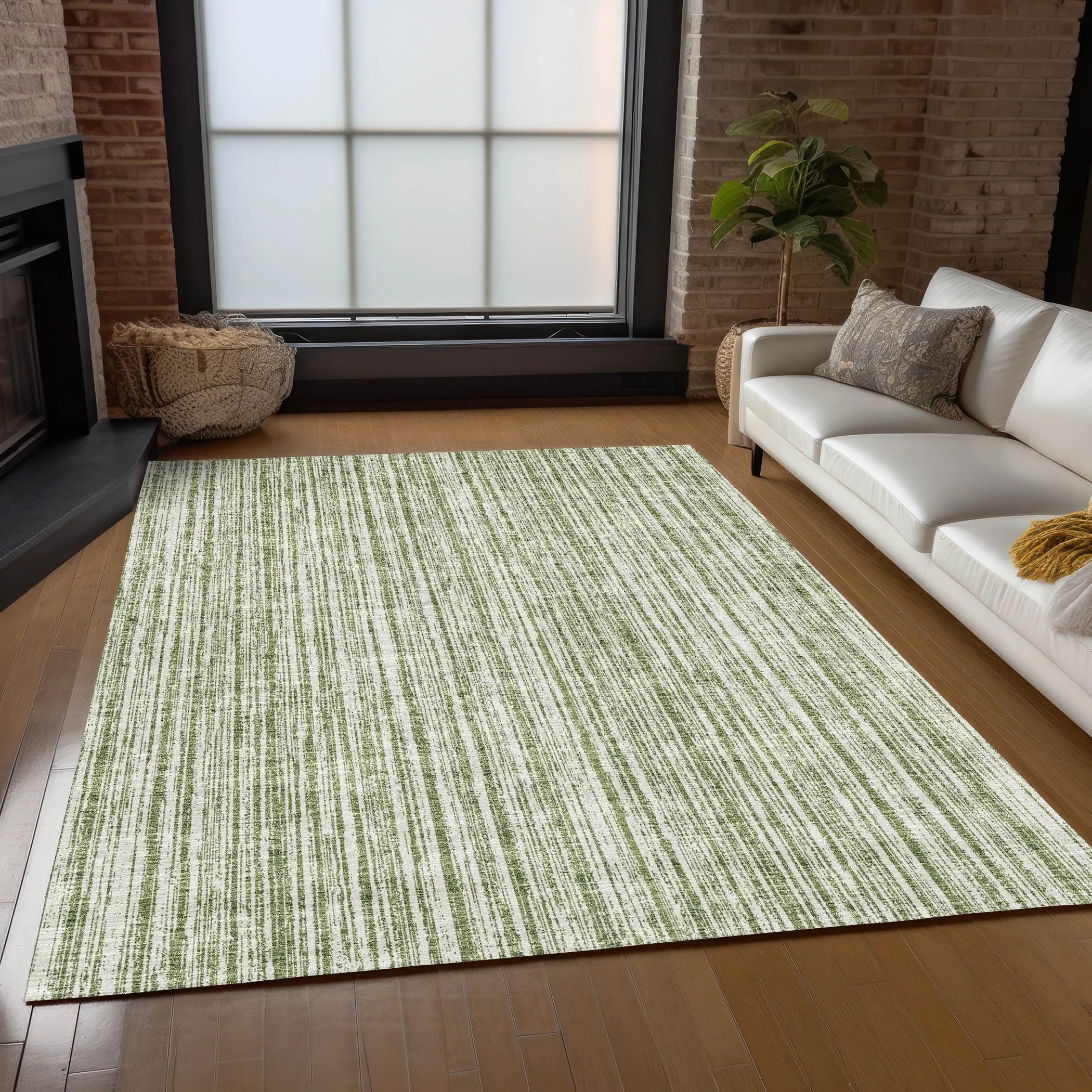 Machine Washable Indoor/ Outdoor Chantille Contemporary Stripes Rug