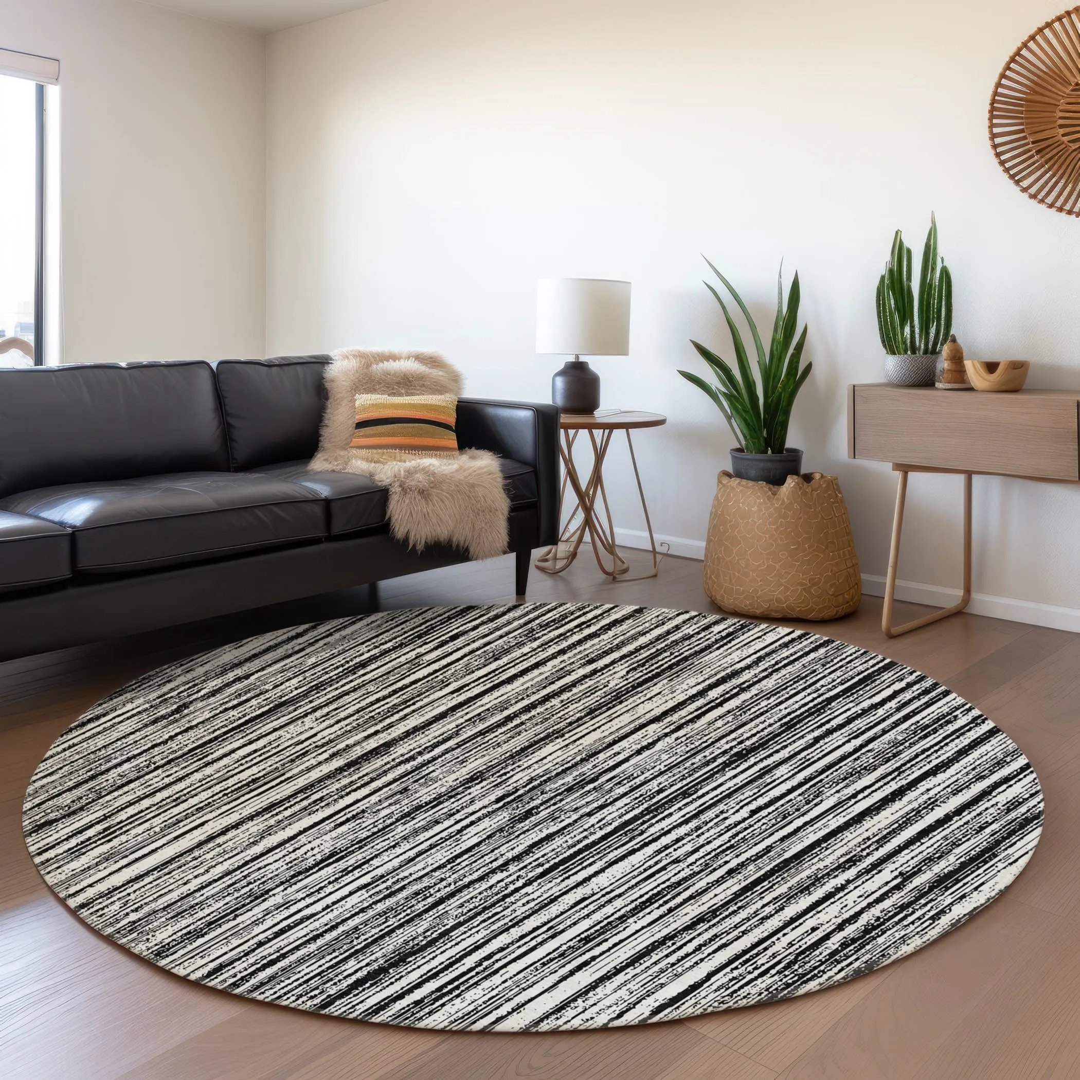 Machine Washable Indoor/ Outdoor Chantille Contemporary Stripes Rug