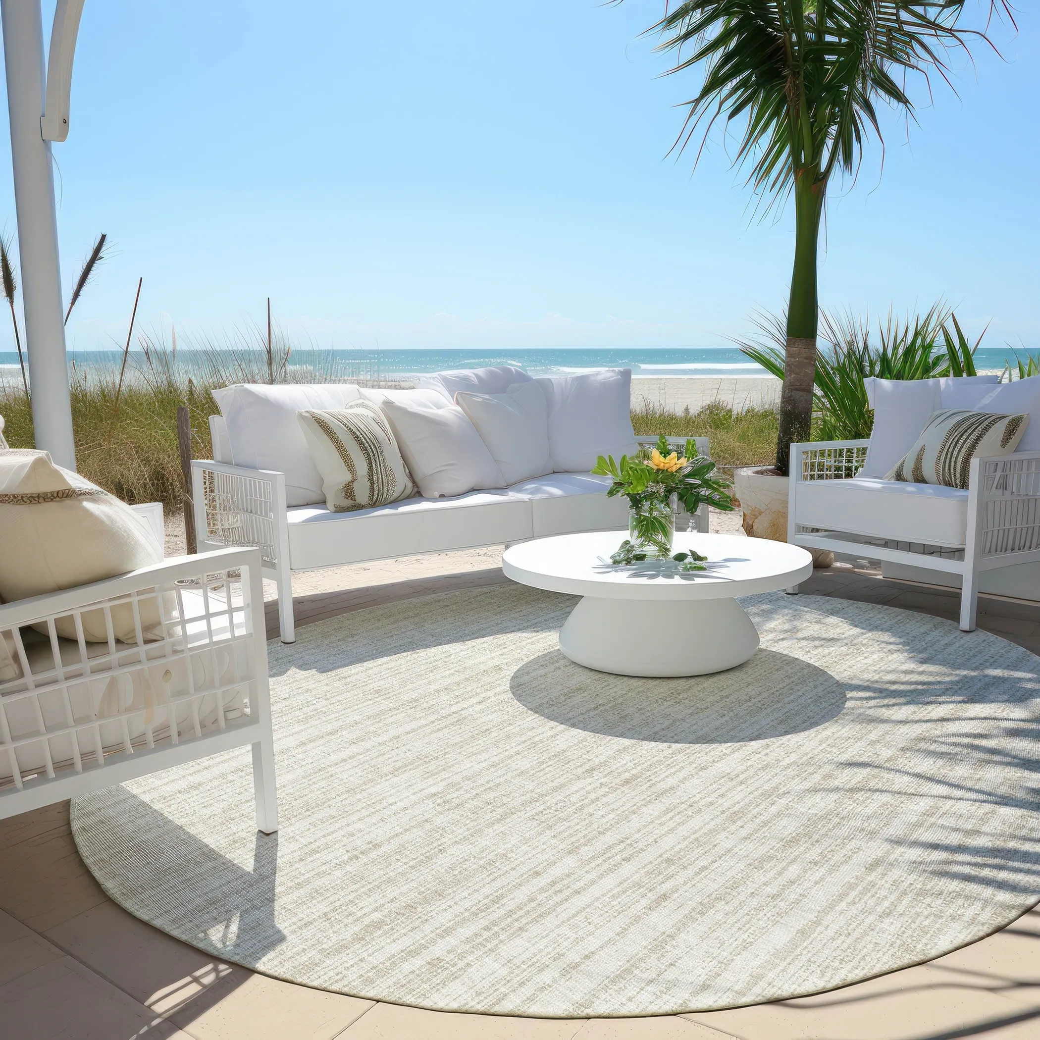 Machine Washable Indoor/ Outdoor Chantille Contemporary Stripes Rug
