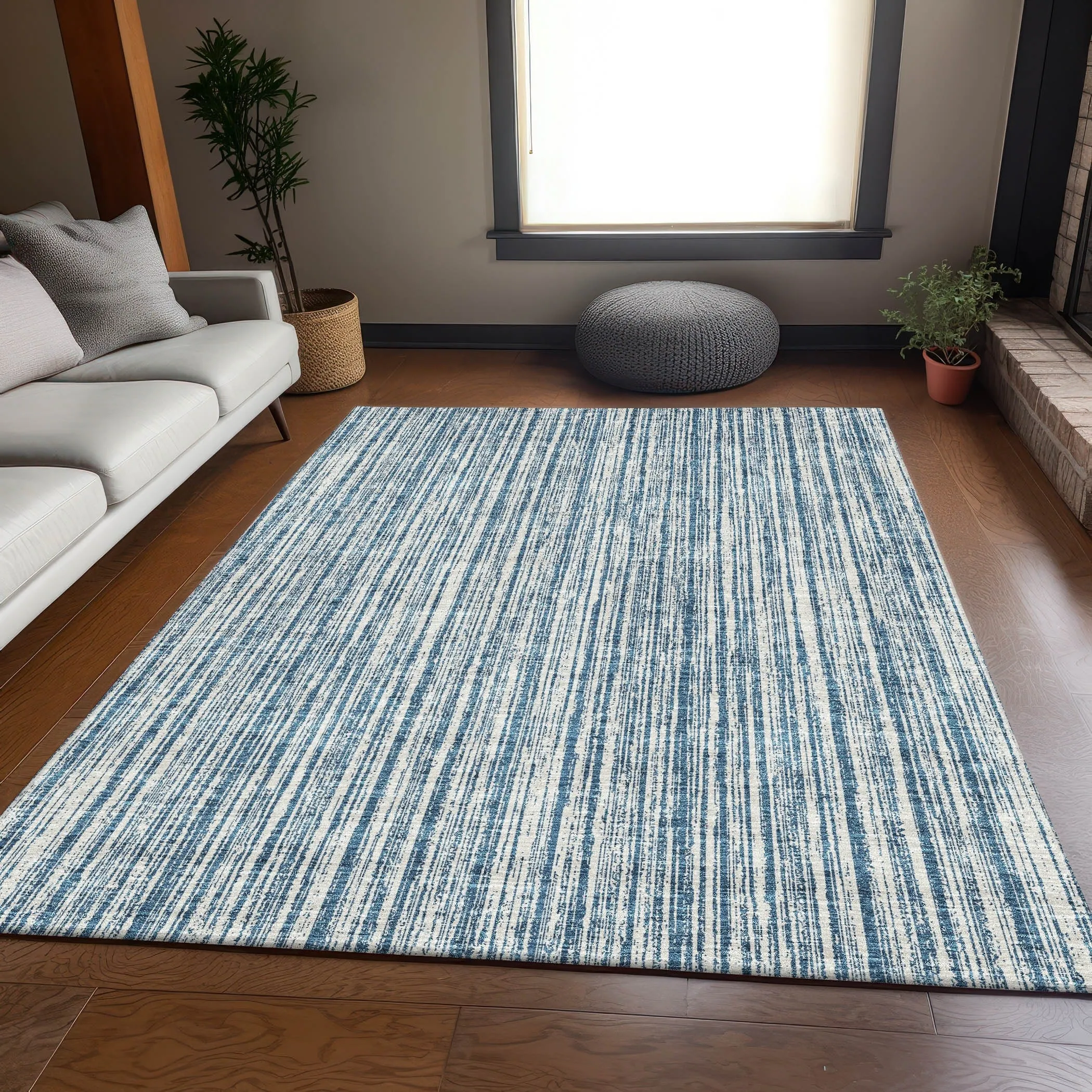 Machine Washable Indoor/ Outdoor Chantille Contemporary Stripes Rug