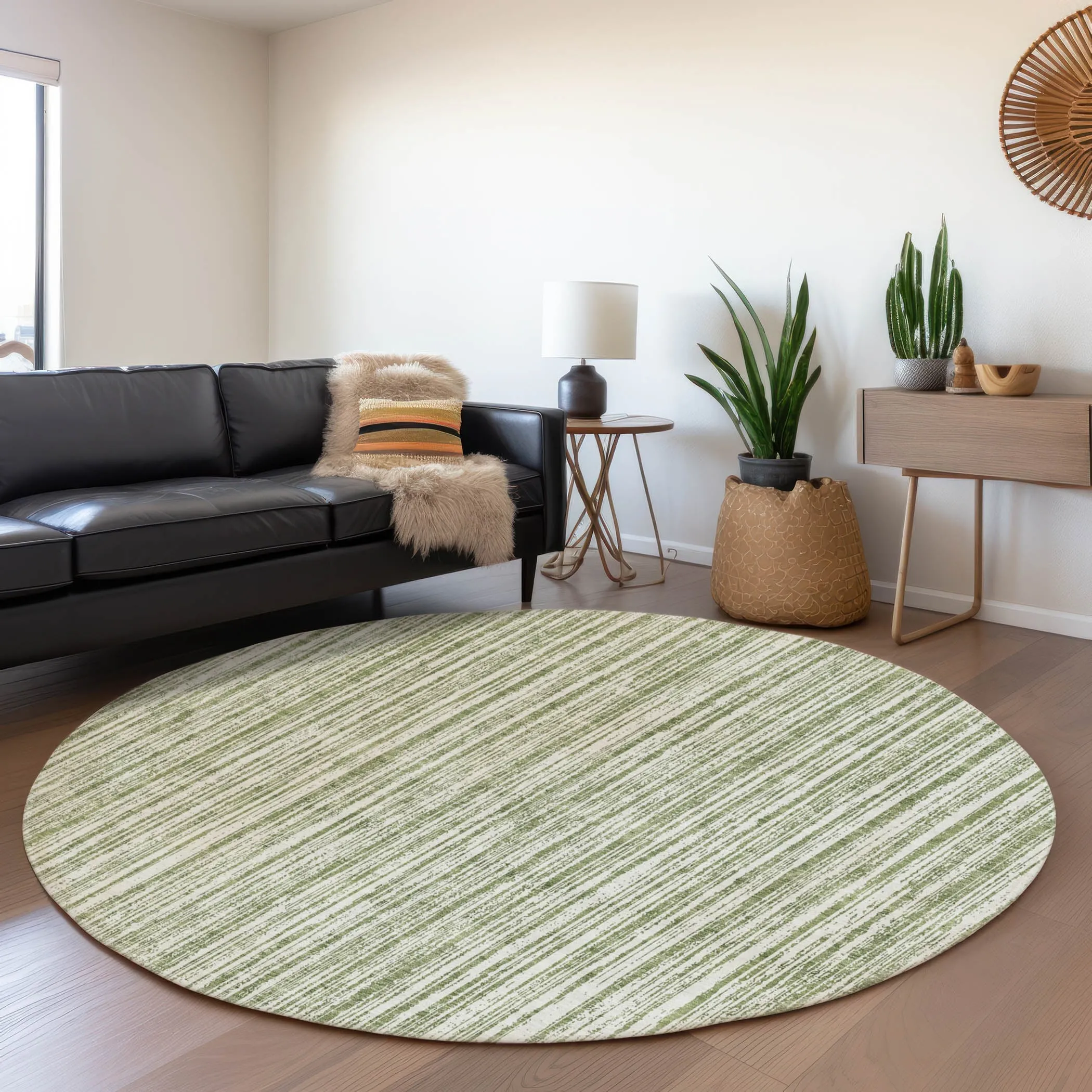 Machine Washable Indoor/ Outdoor Chantille Contemporary Stripes Rug