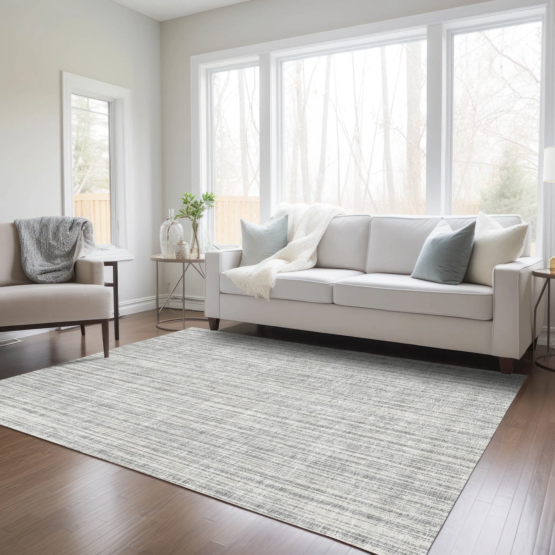 Machine Washable Indoor/ Outdoor Chantille Contemporary Stripes Rug
