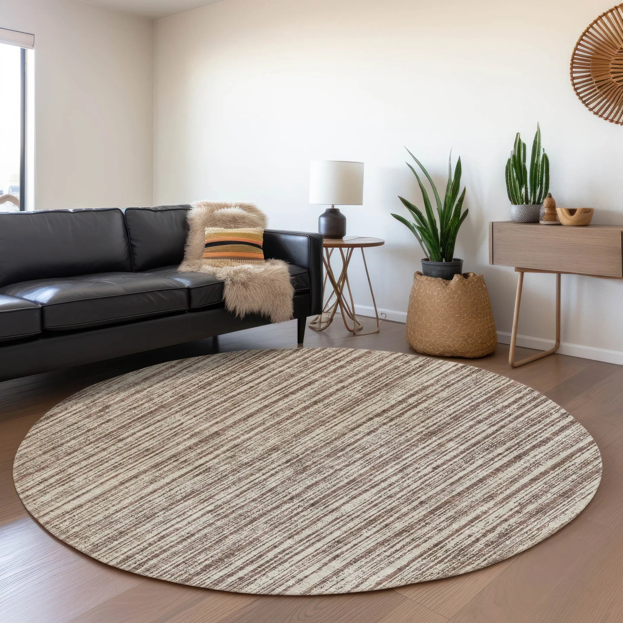 Machine Washable Indoor/ Outdoor Chantille Contemporary Stripes Rug