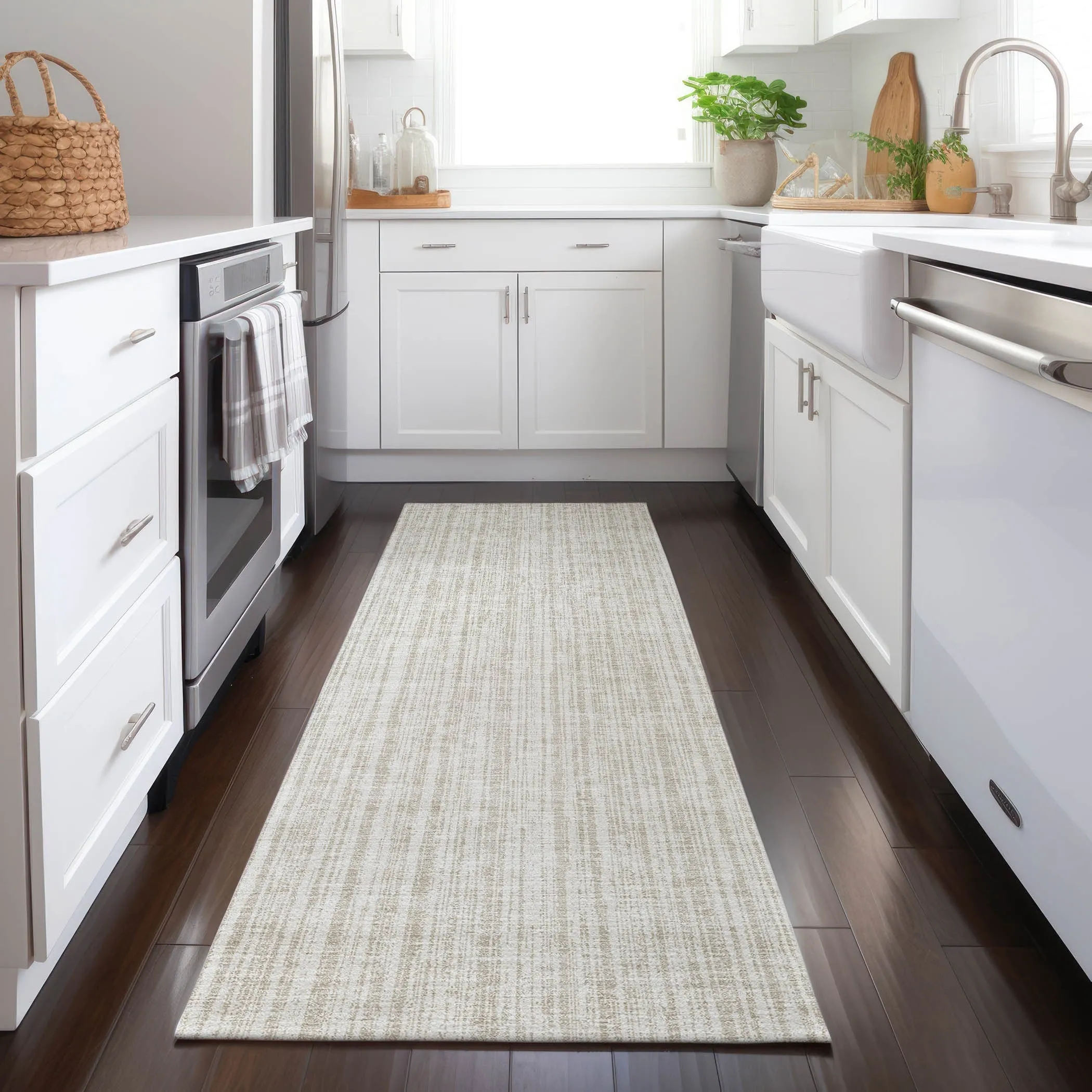 Machine Washable Indoor/ Outdoor Chantille Contemporary Stripes Rug