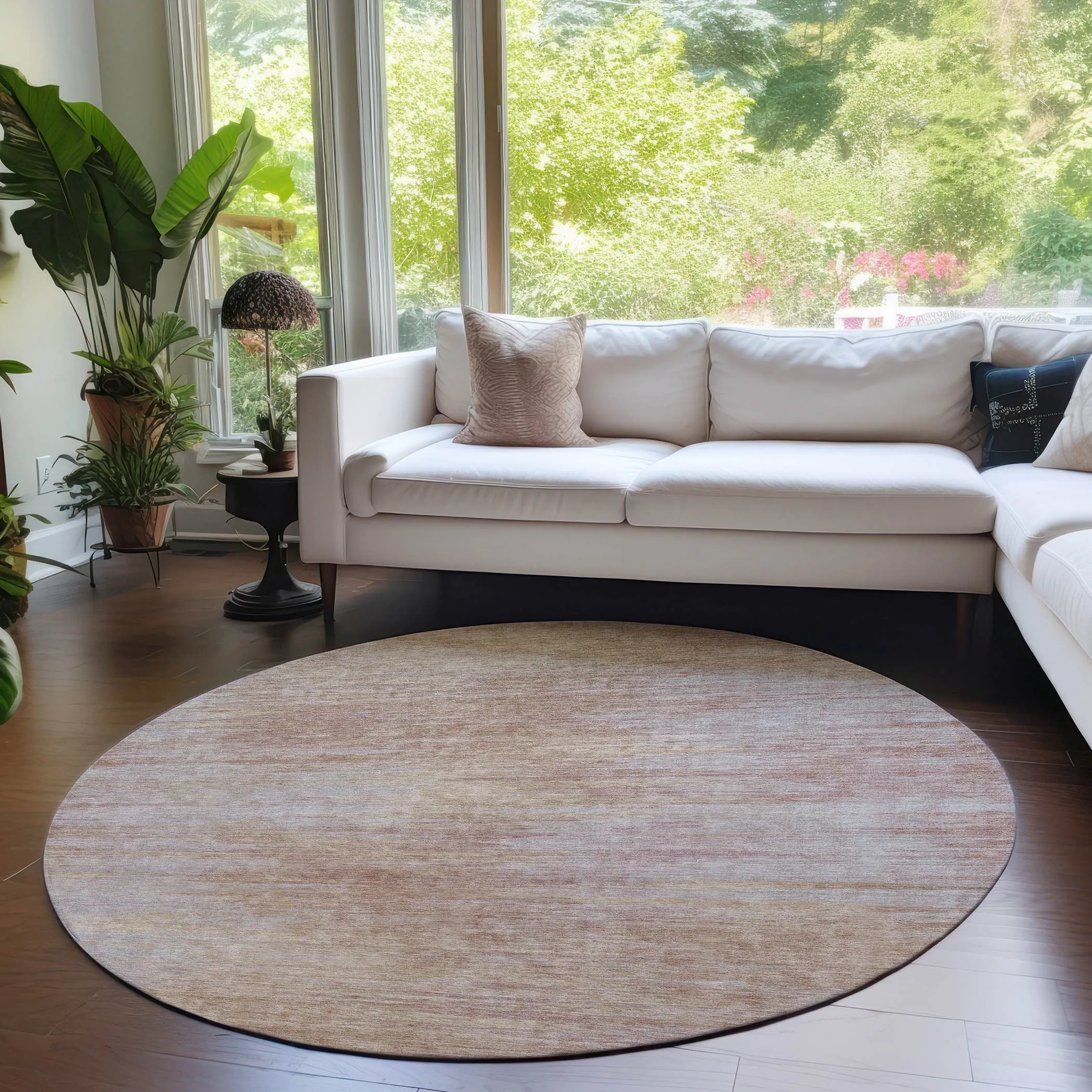 Machine Washable Indoor/ Outdoor Chantille Solid Ombre Rug