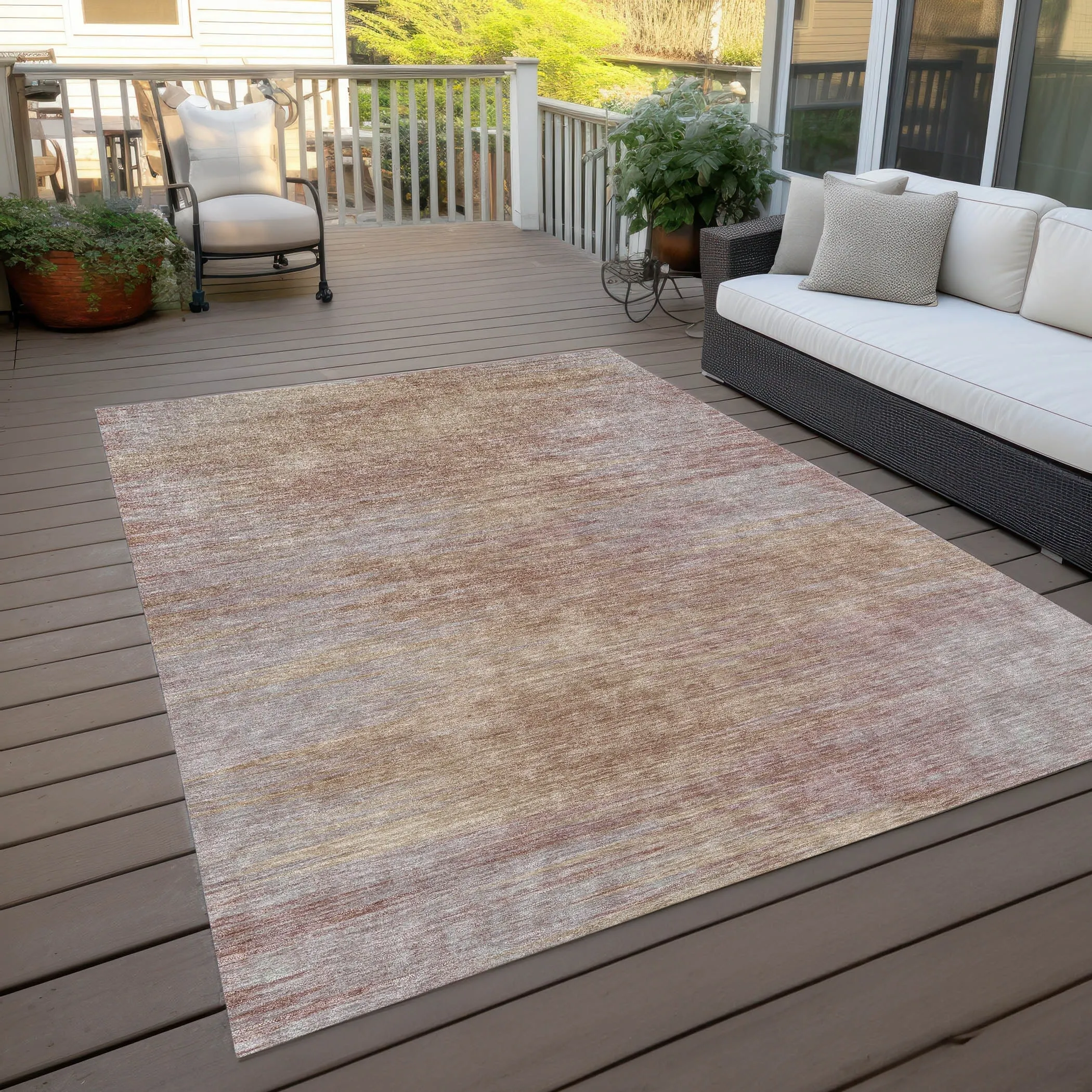 Machine Washable Indoor/ Outdoor Chantille Solid Ombre Rug