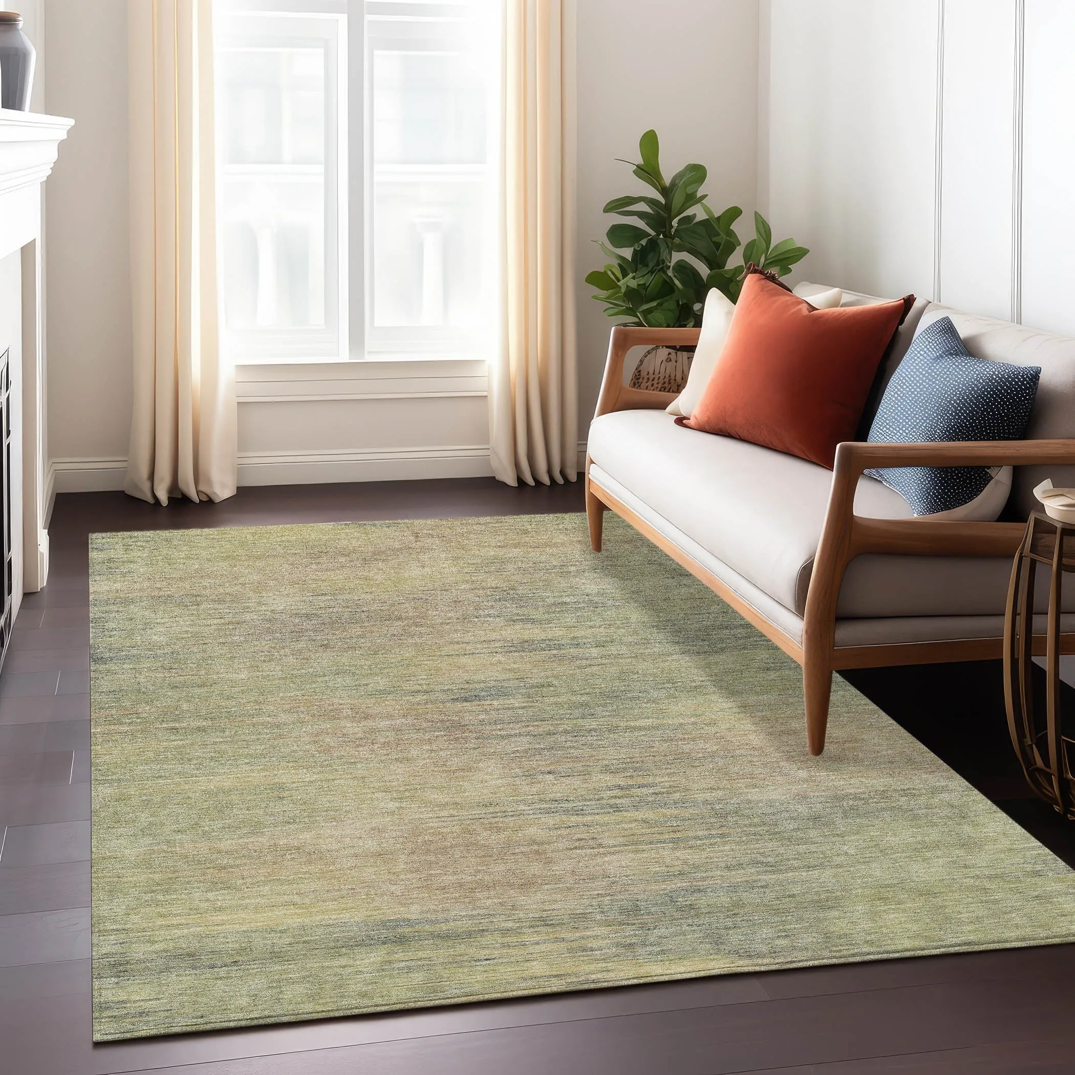 Machine Washable Indoor/ Outdoor Chantille Solid Ombre Rug