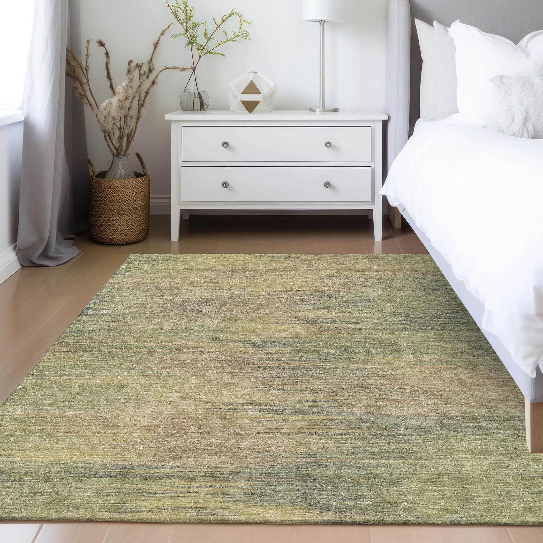 Machine Washable Indoor/ Outdoor Chantille Solid Ombre Rug