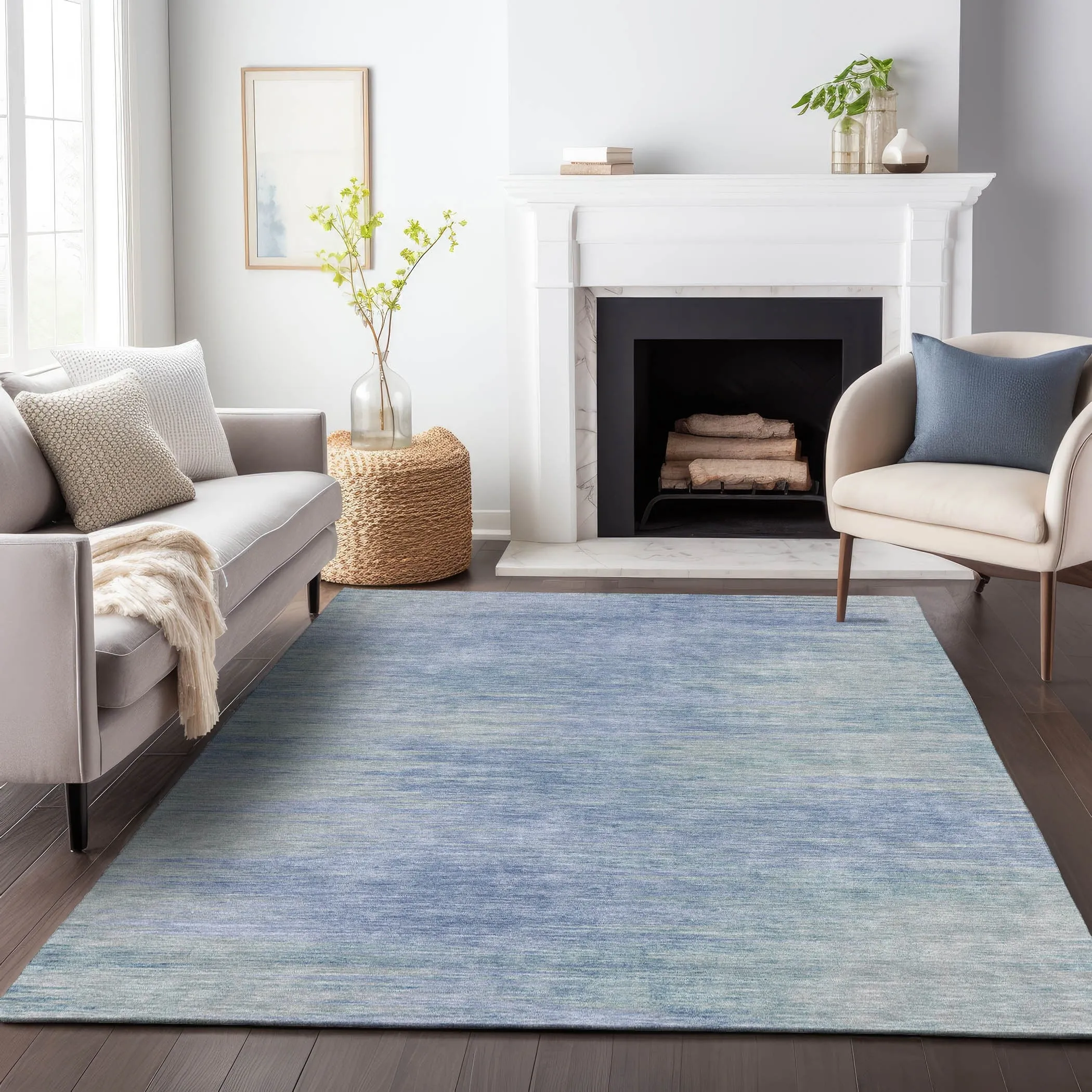 Machine Washable Indoor/ Outdoor Chantille Solid Ombre Rug