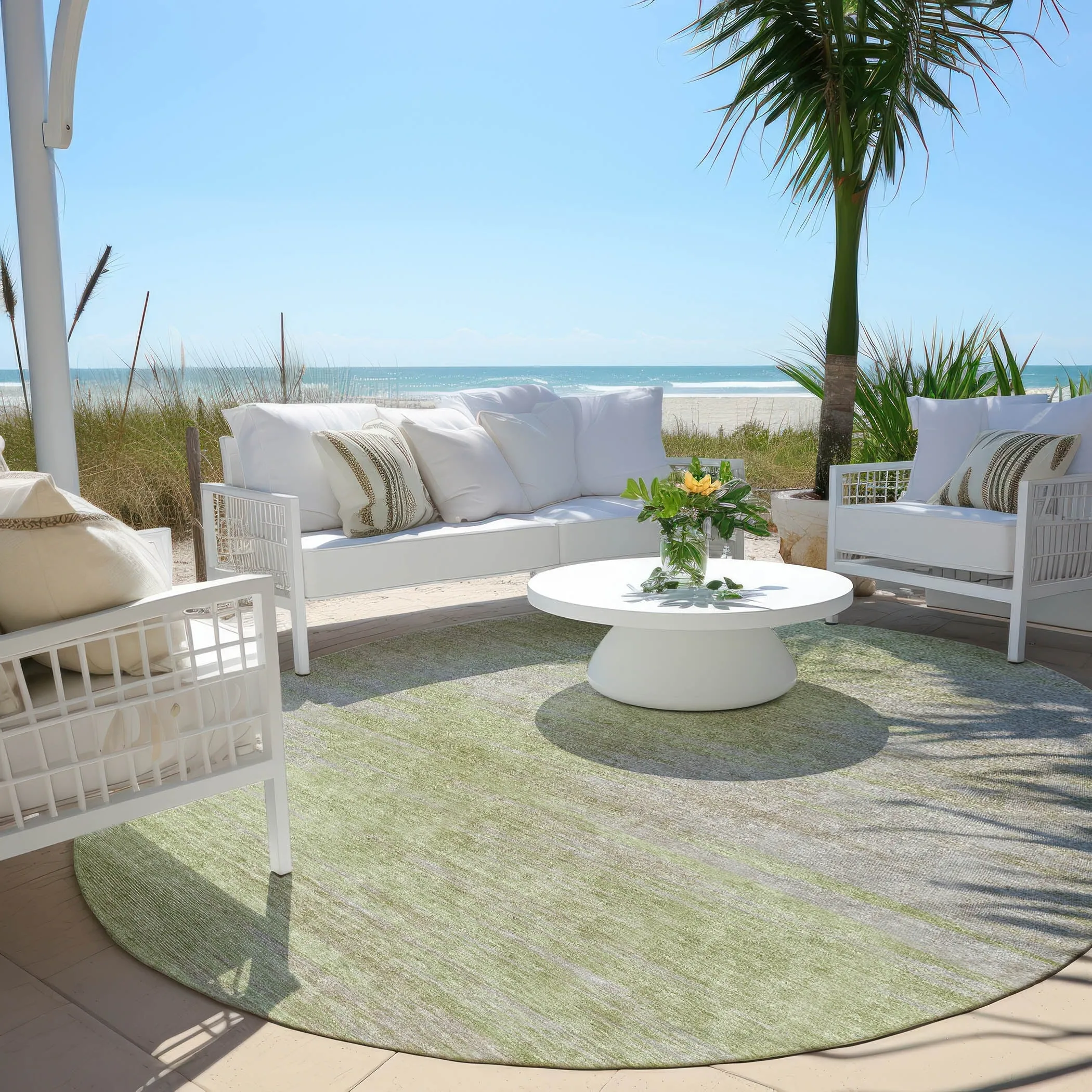 Machine Washable Indoor/ Outdoor Chantille Solid Ombre Rug