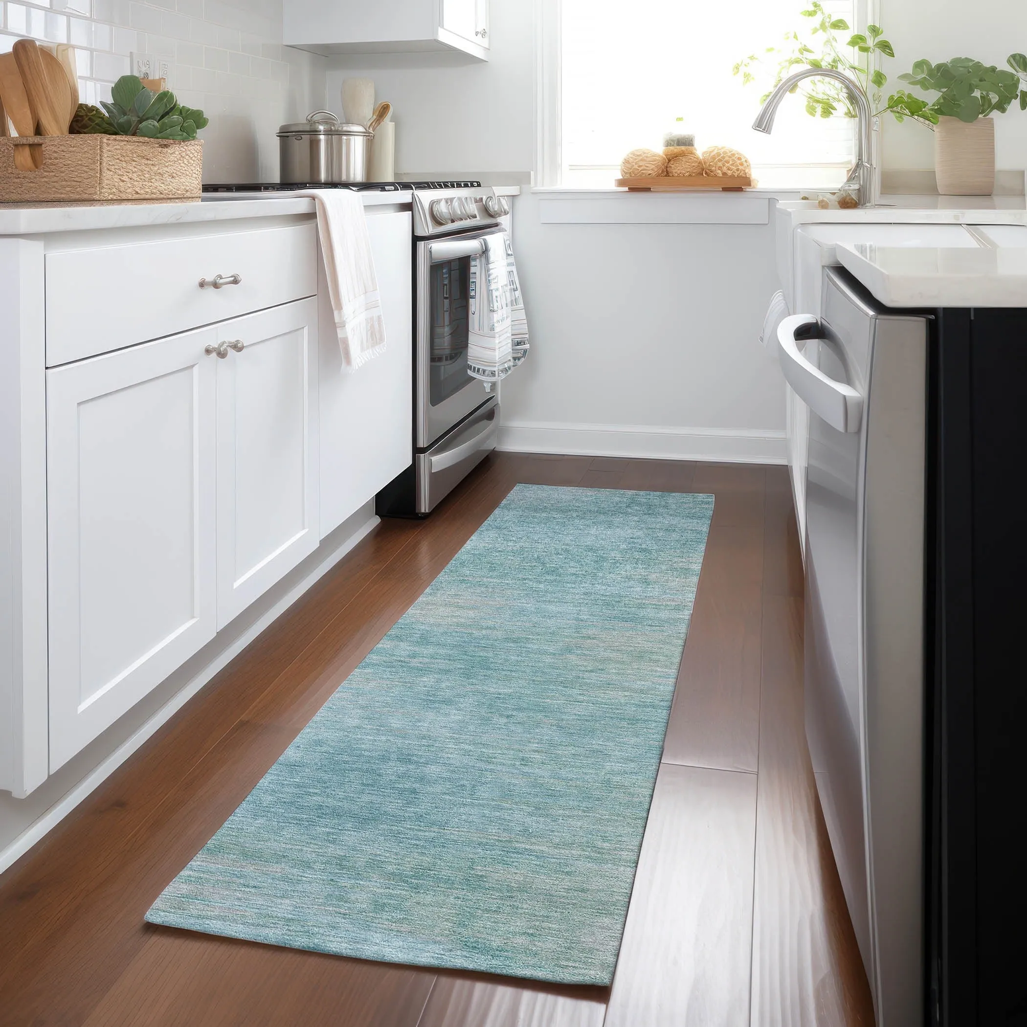 Machine Washable Indoor/ Outdoor Chantille Solid Ombre Rug