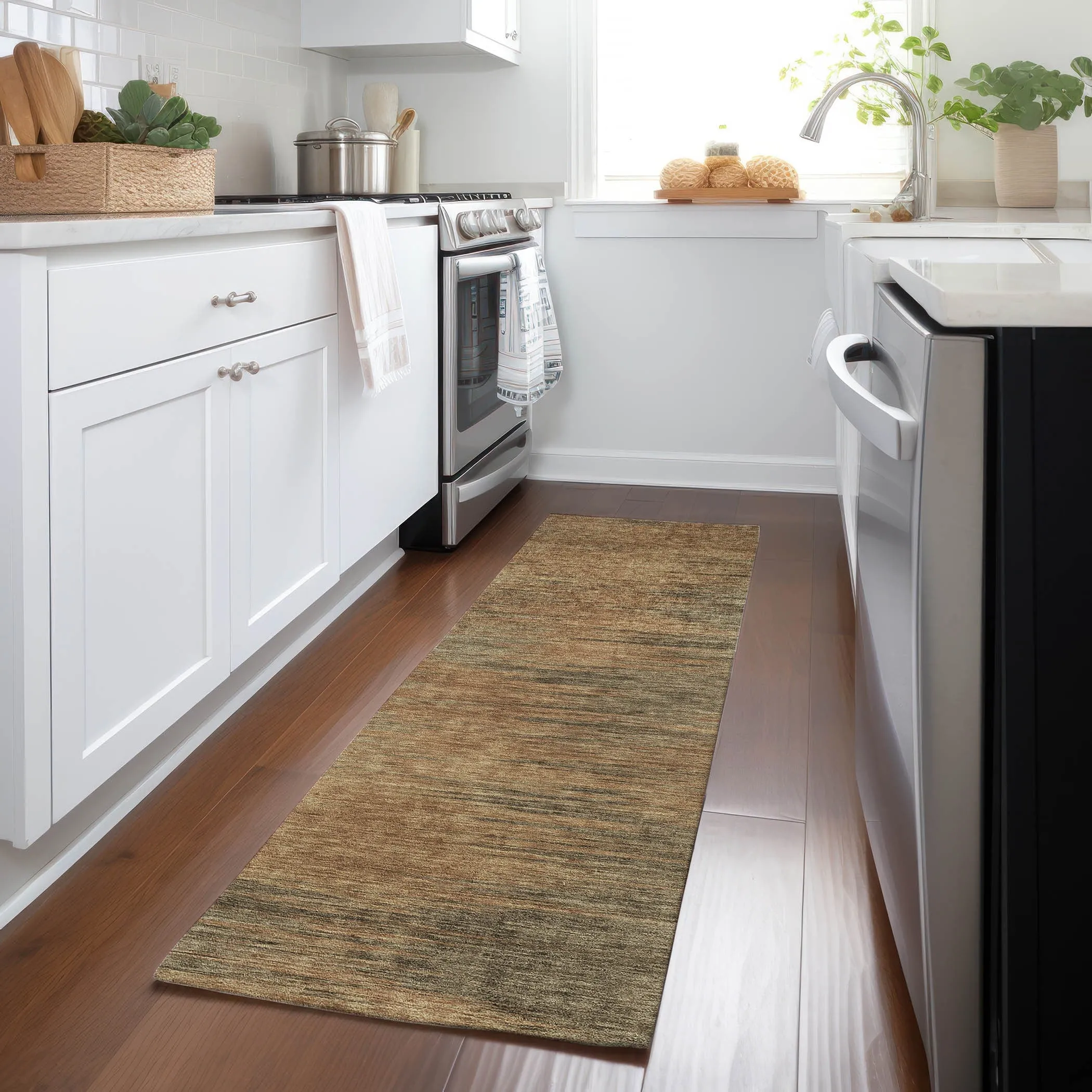 Machine Washable Indoor/ Outdoor Chantille Solid Ombre Rug