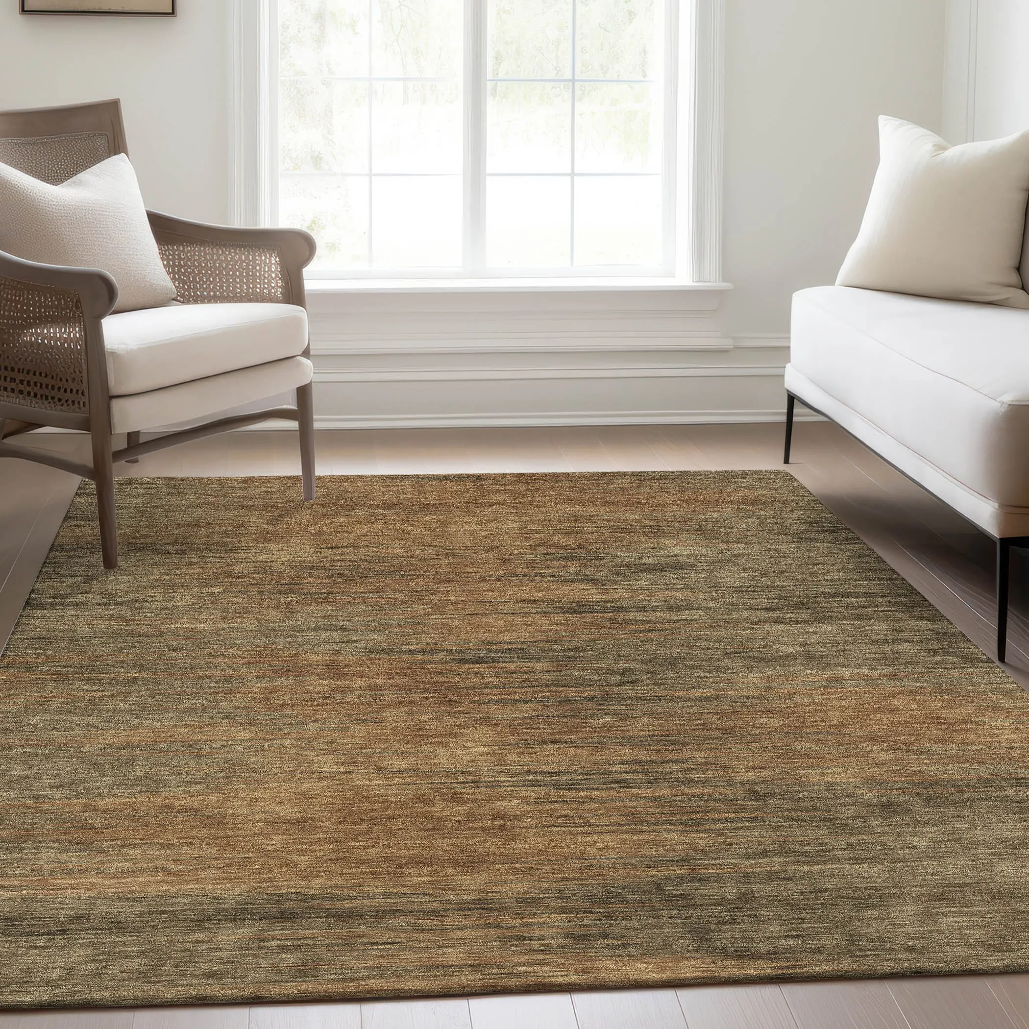 Machine Washable Indoor/ Outdoor Chantille Solid Ombre Rug