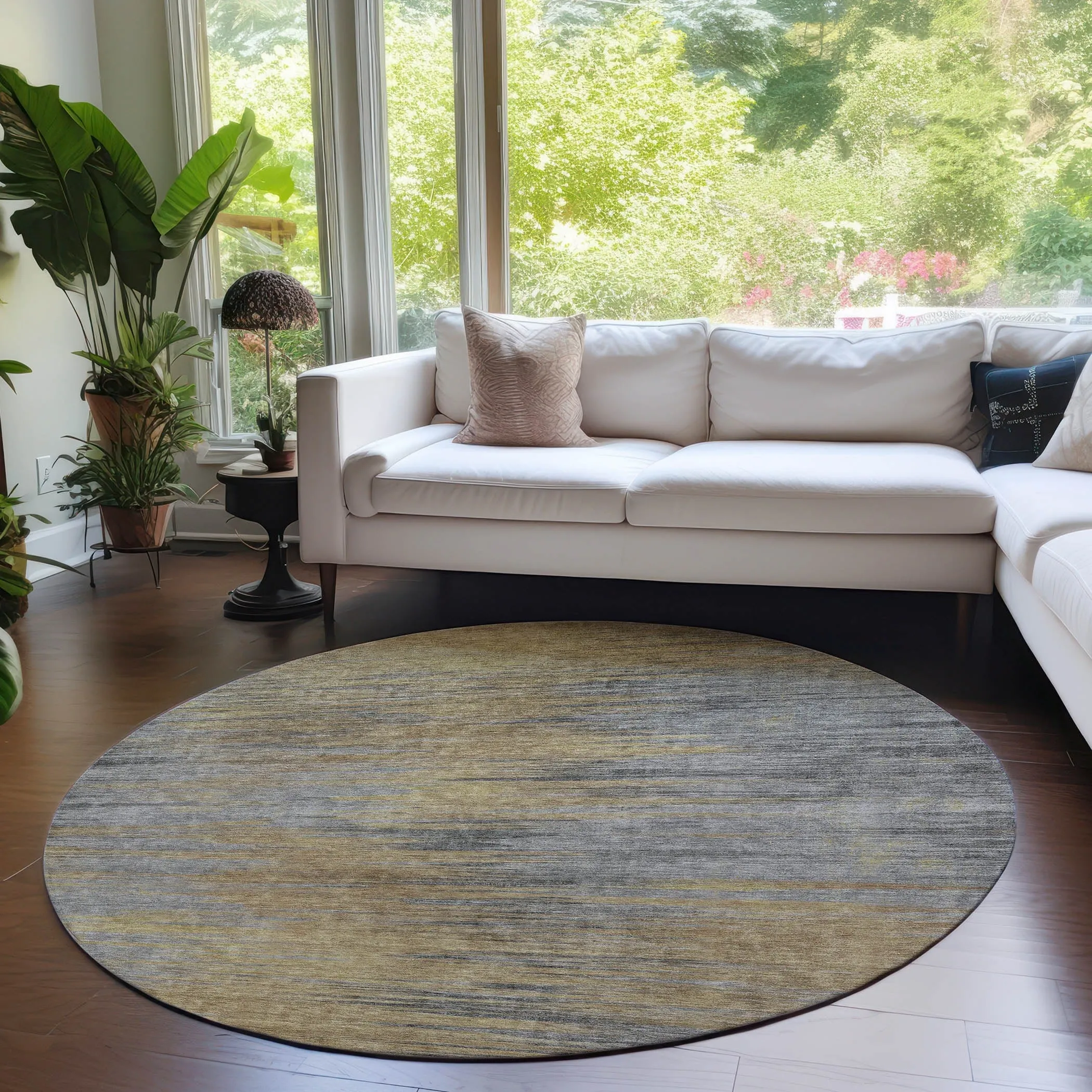 Machine Washable Indoor/ Outdoor Chantille Solid Ombre Rug