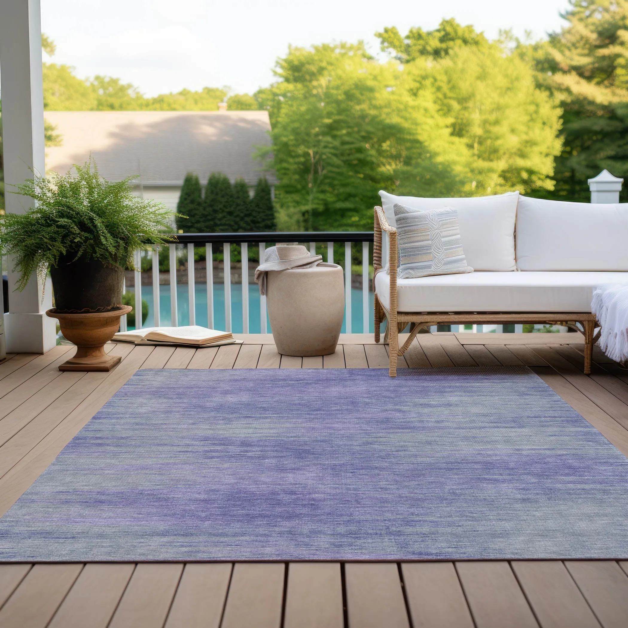 Machine Washable Indoor/ Outdoor Chantille Solid Ombre Rug