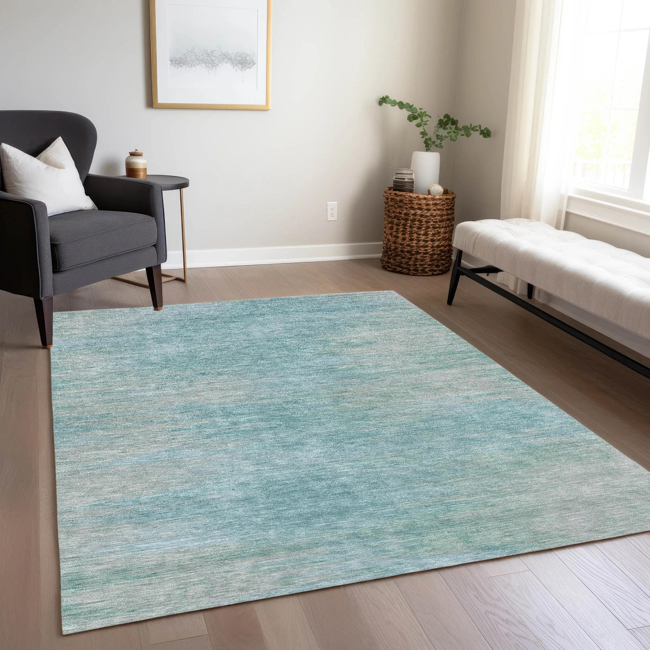Machine Washable Indoor/ Outdoor Chantille Solid Ombre Rug