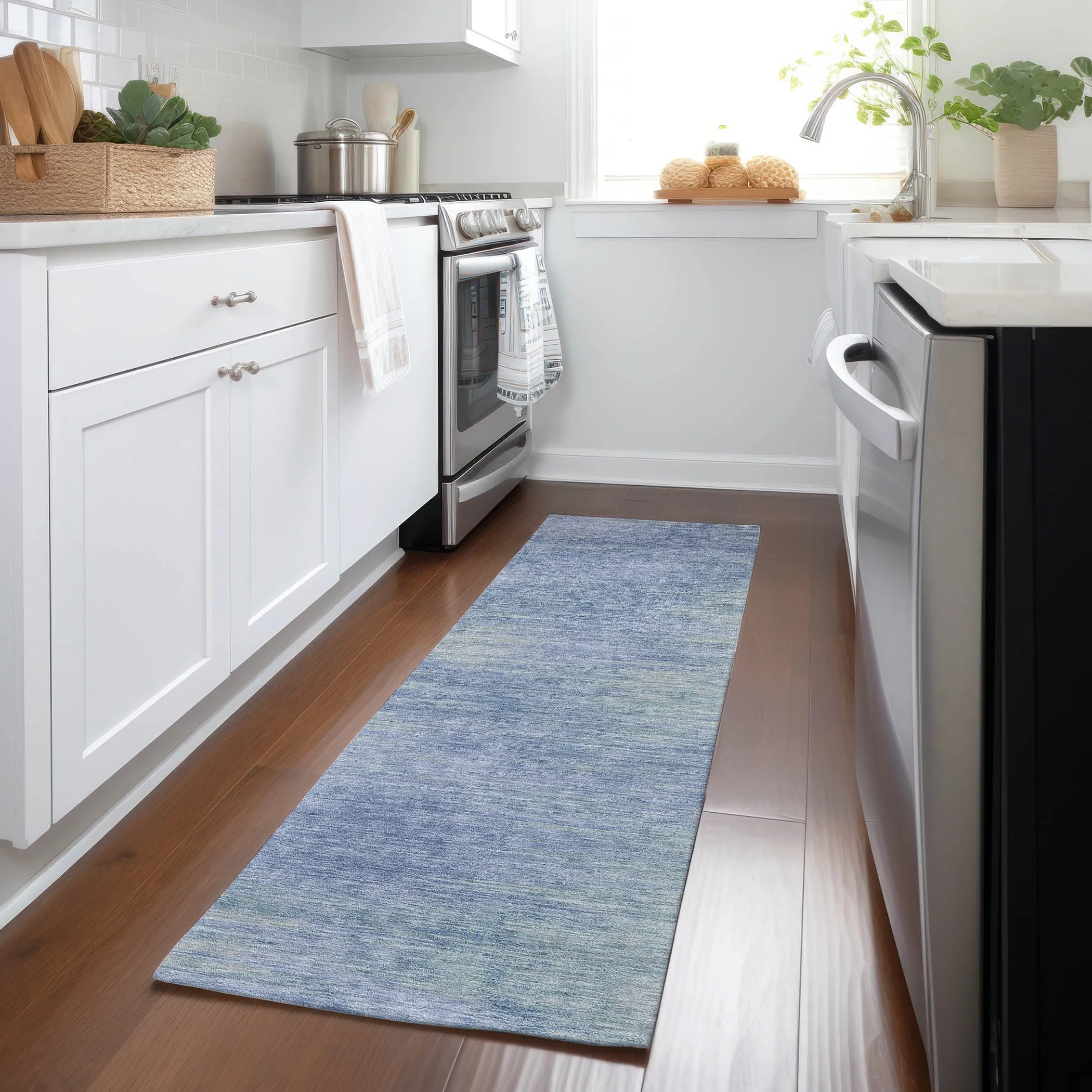 Machine Washable Indoor/ Outdoor Chantille Solid Ombre Rug