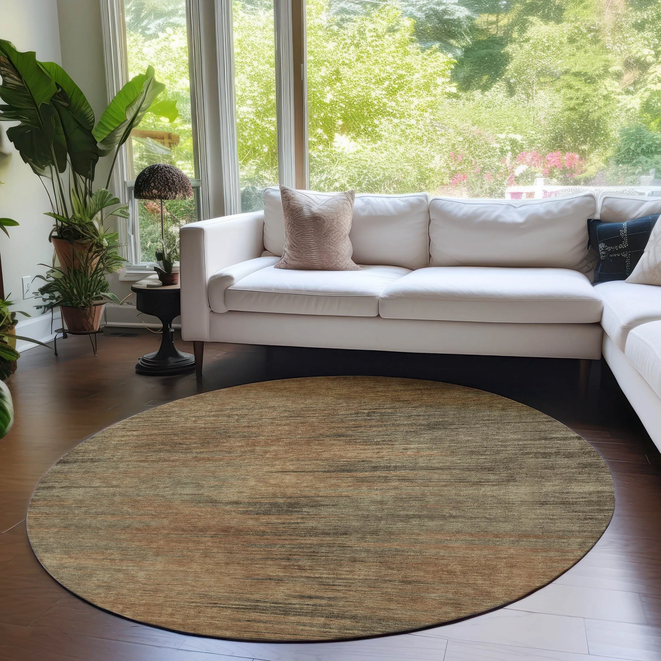 Machine Washable Indoor/ Outdoor Chantille Solid Ombre Rug