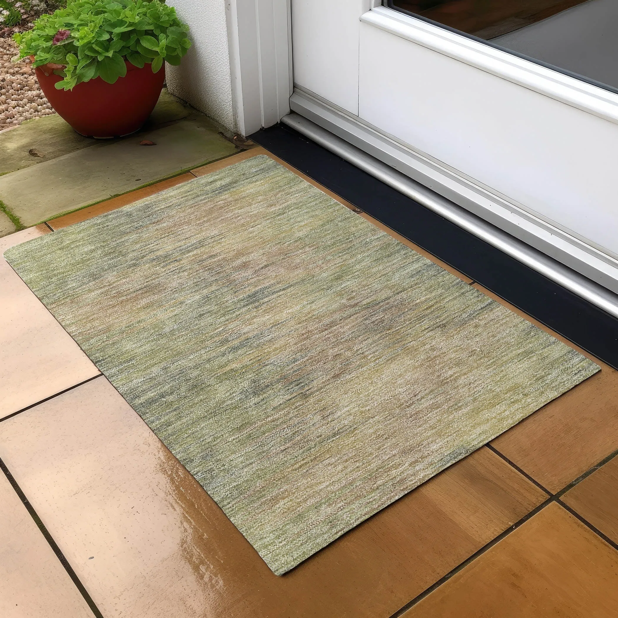 Machine Washable Indoor/ Outdoor Chantille Solid Ombre Rug