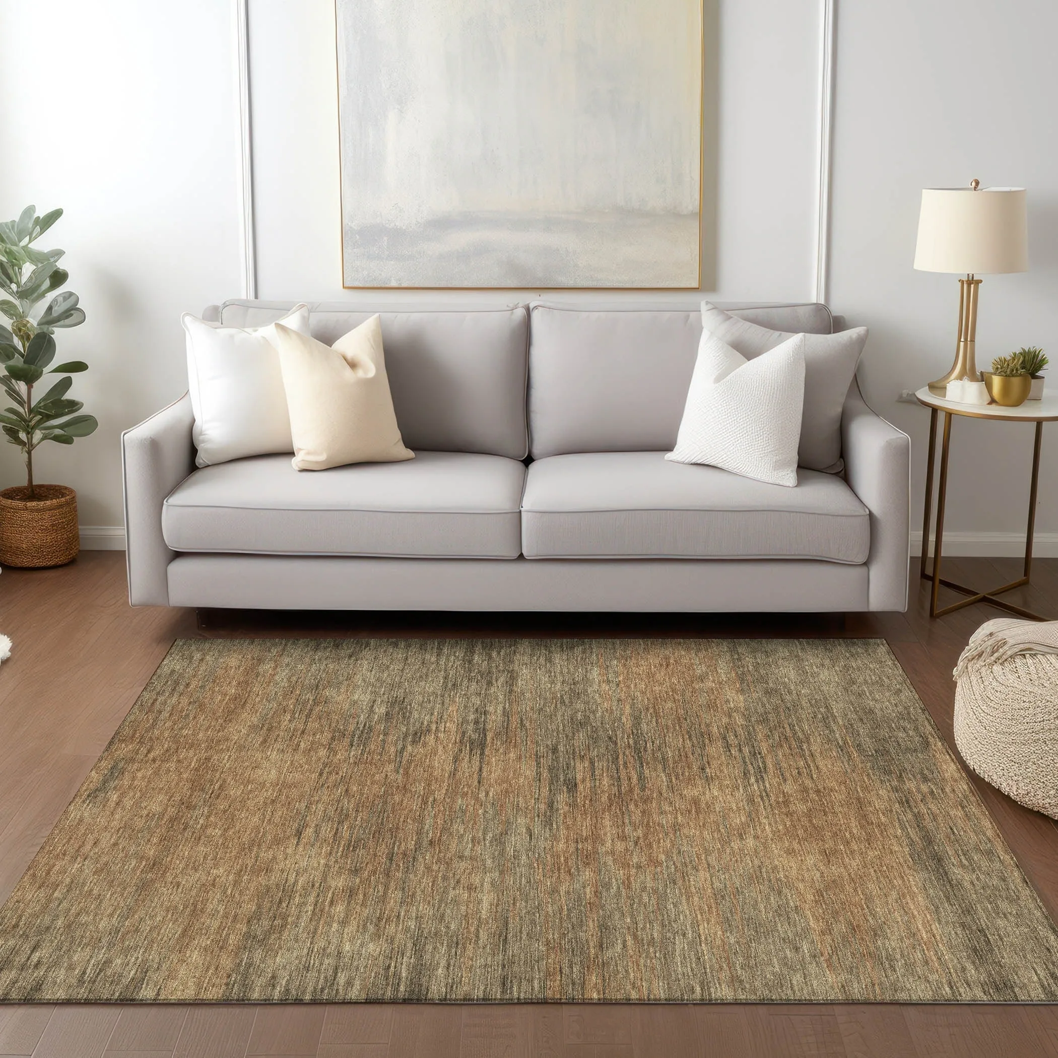 Machine Washable Indoor/ Outdoor Chantille Solid Ombre Rug